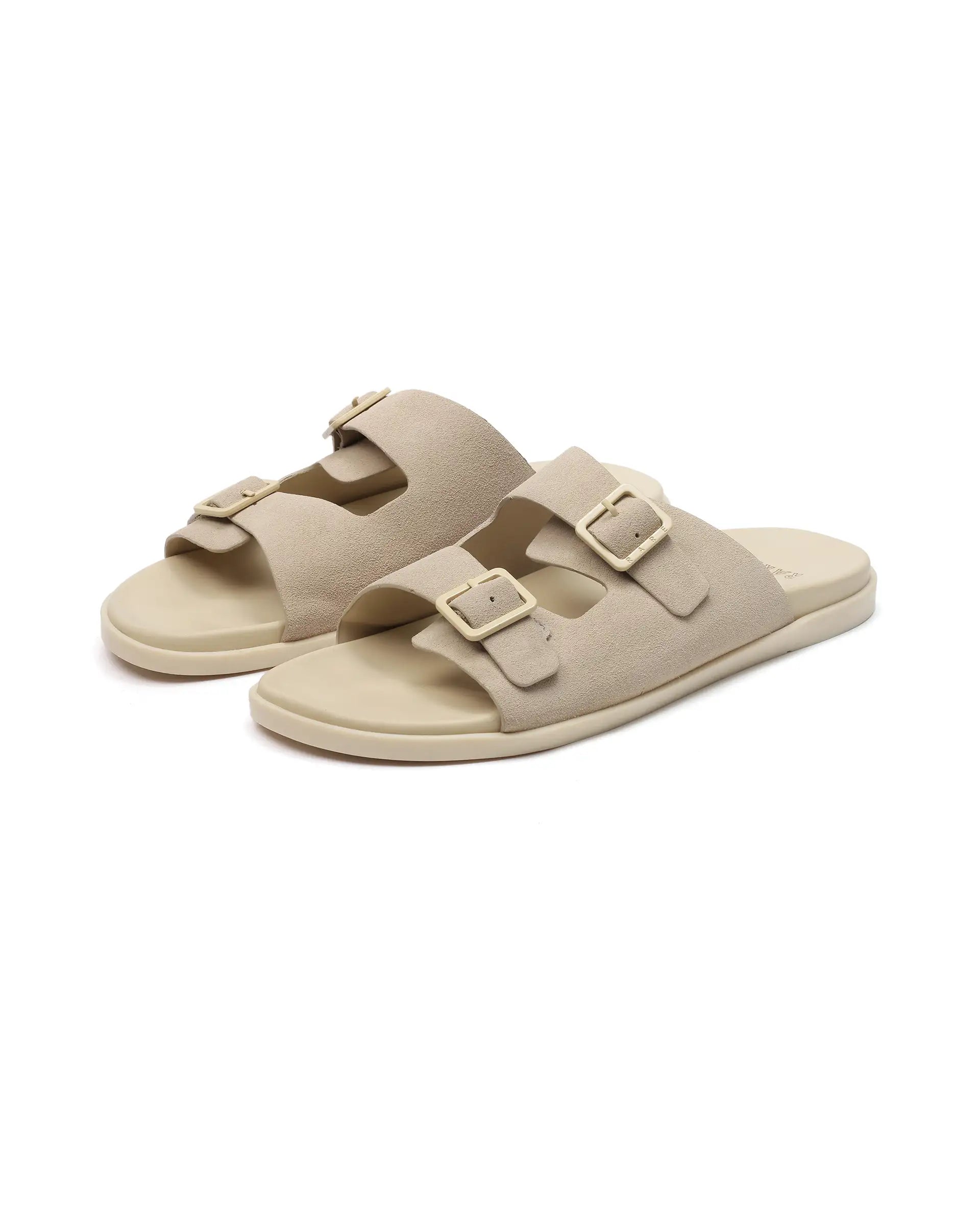 Rare Rabbit Men's Raro Beige Leather Slip-On Closure Sandal