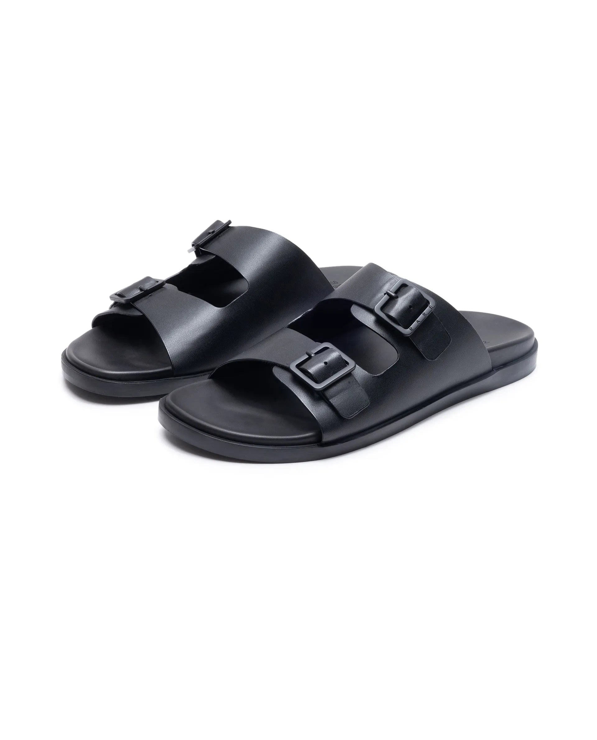 Rare Rabbit Men's Raro Black Leather Slip-On Closure Sandal