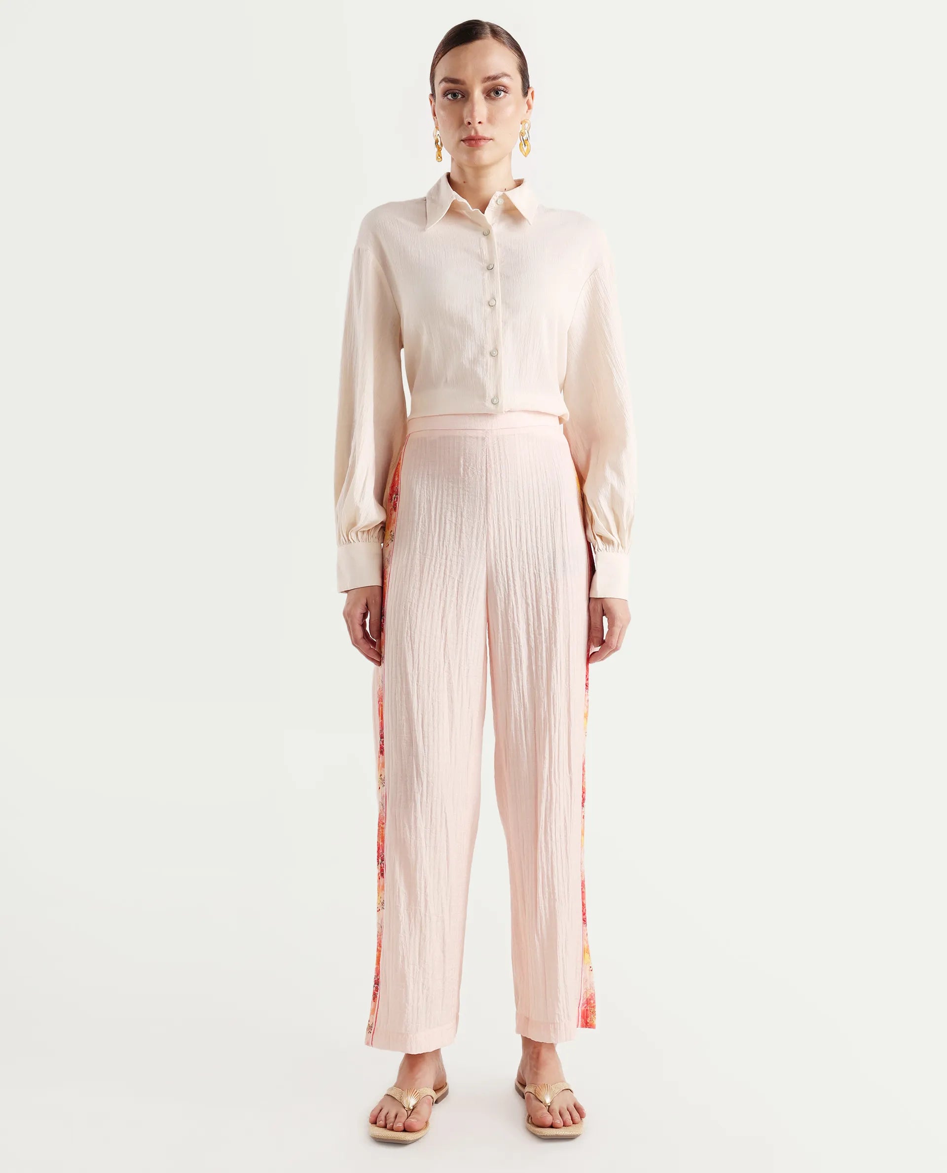 Rareism Women's Ravenna Multi Nylon Blend Floral Print Ankle Length Tapered Trouser