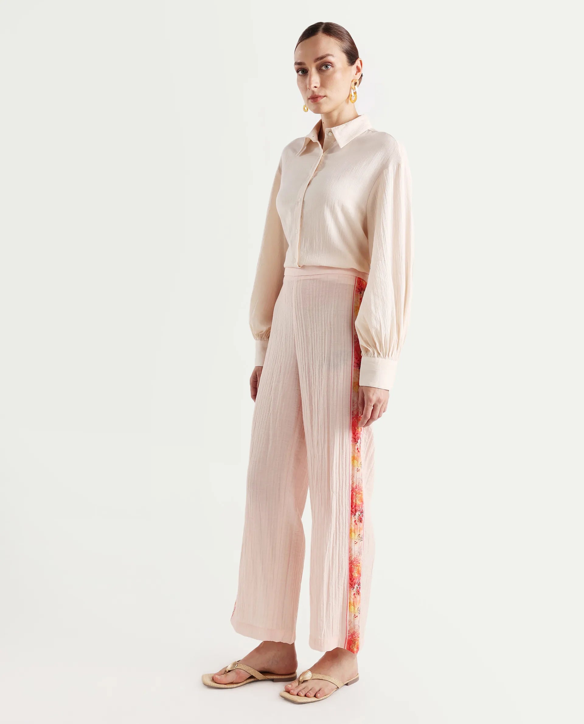 Rareism Women's Ravenna Multi Nylon Blend Floral Print Ankle Length Tapered Trouser