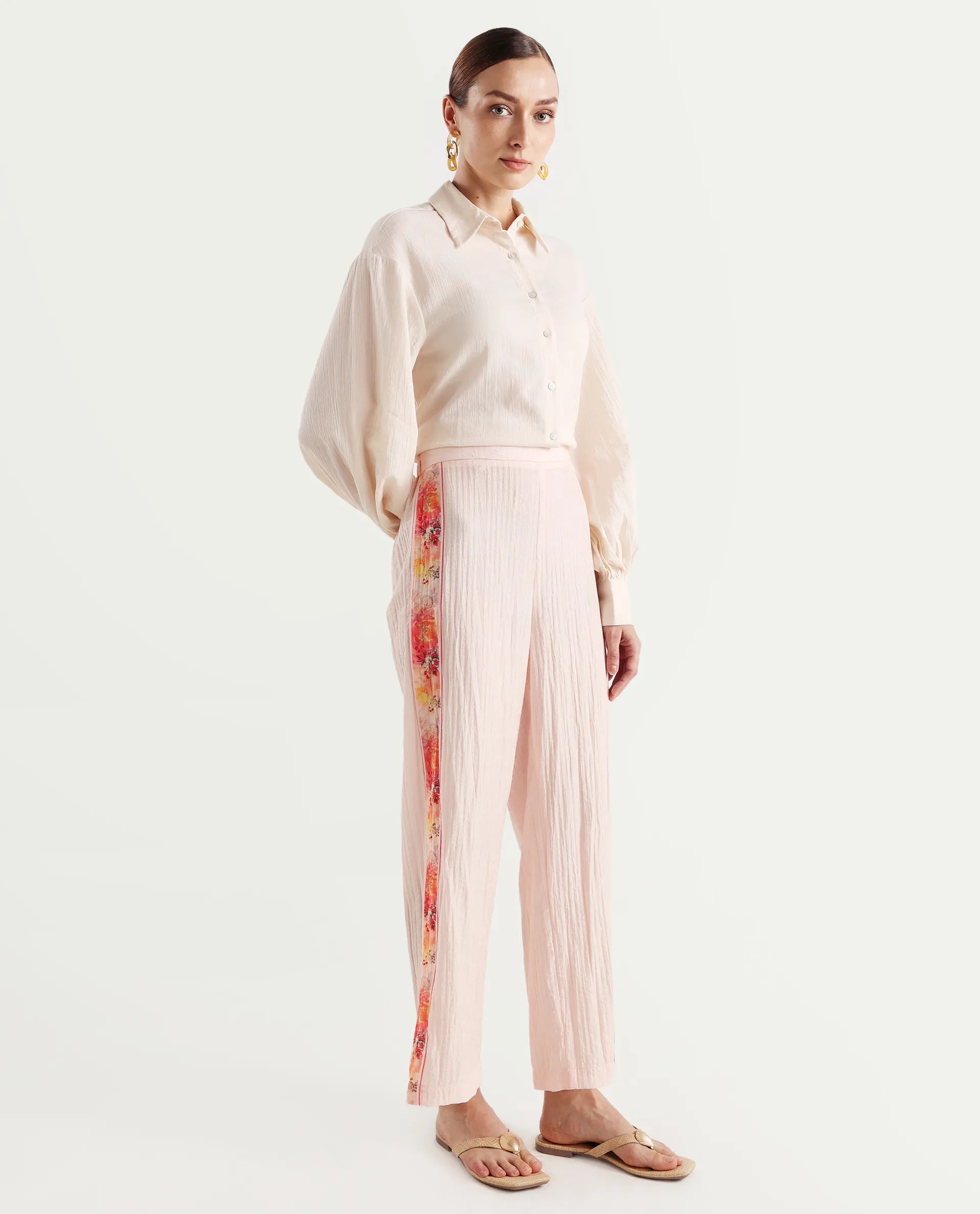 Rareism Women's Ravenna Multi Nylon Blend Floral Print Ankle Length Tapered Trouser