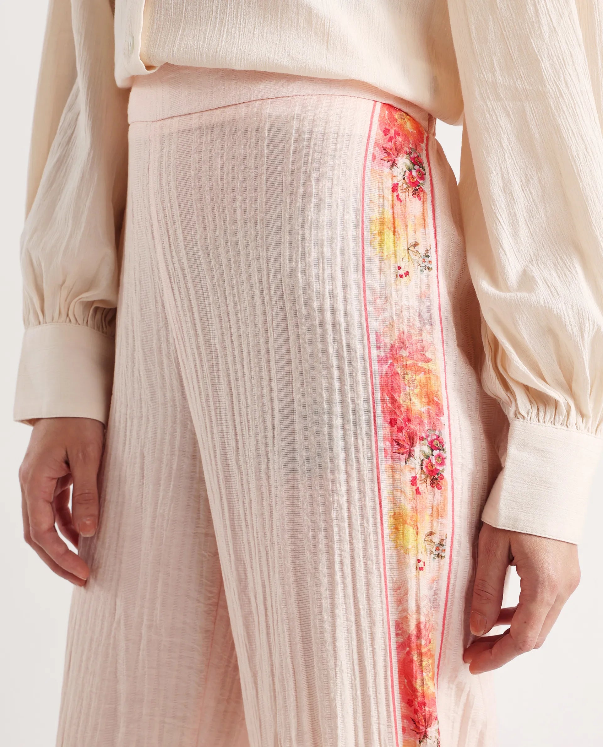 Rareism Women's Ravenna Multi Nylon Blend Floral Print Ankle Length Tapered Trouser