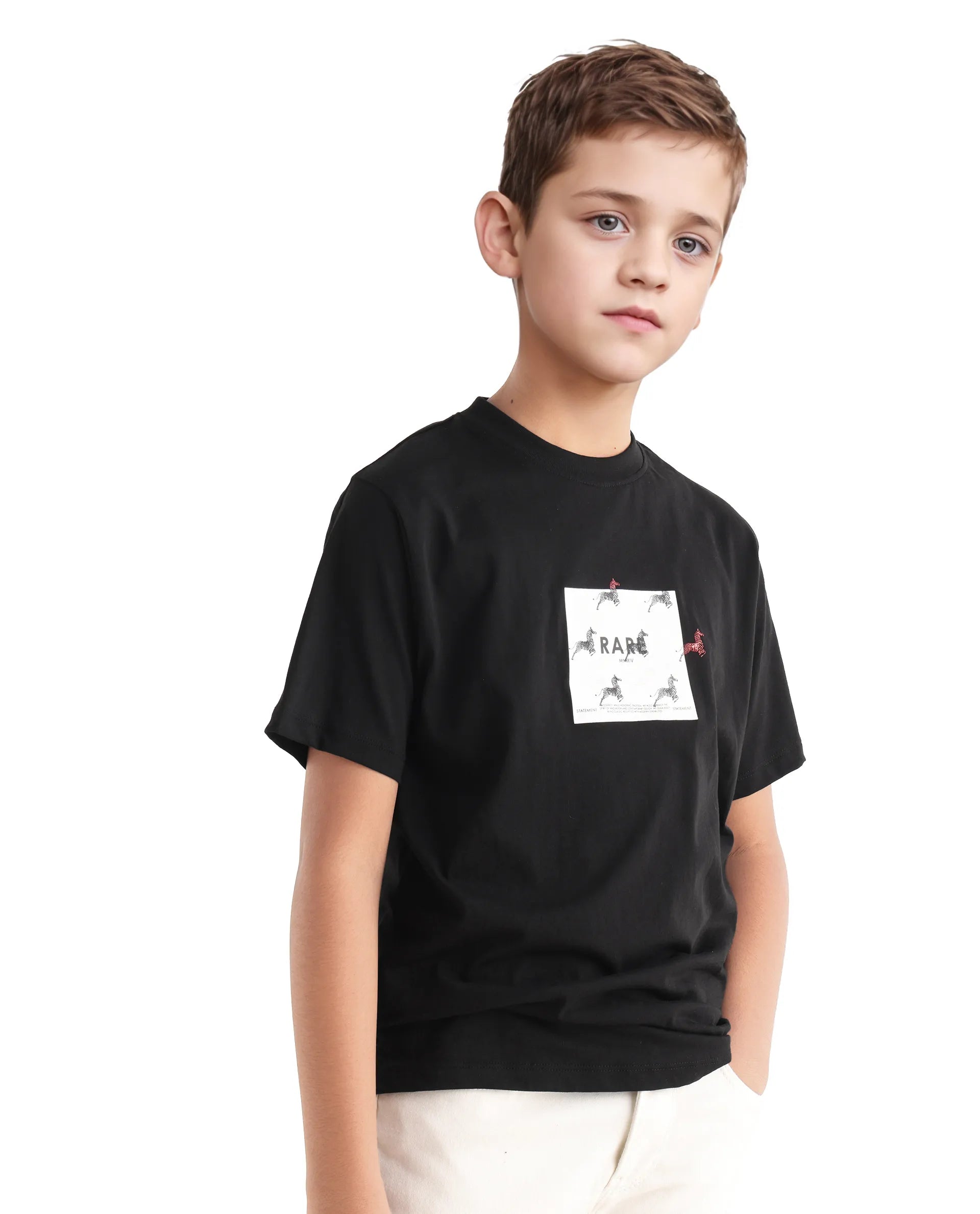 Rare Ones Kids Raze-K Black Cotton Jelly Print Regular Fit T-Shirt