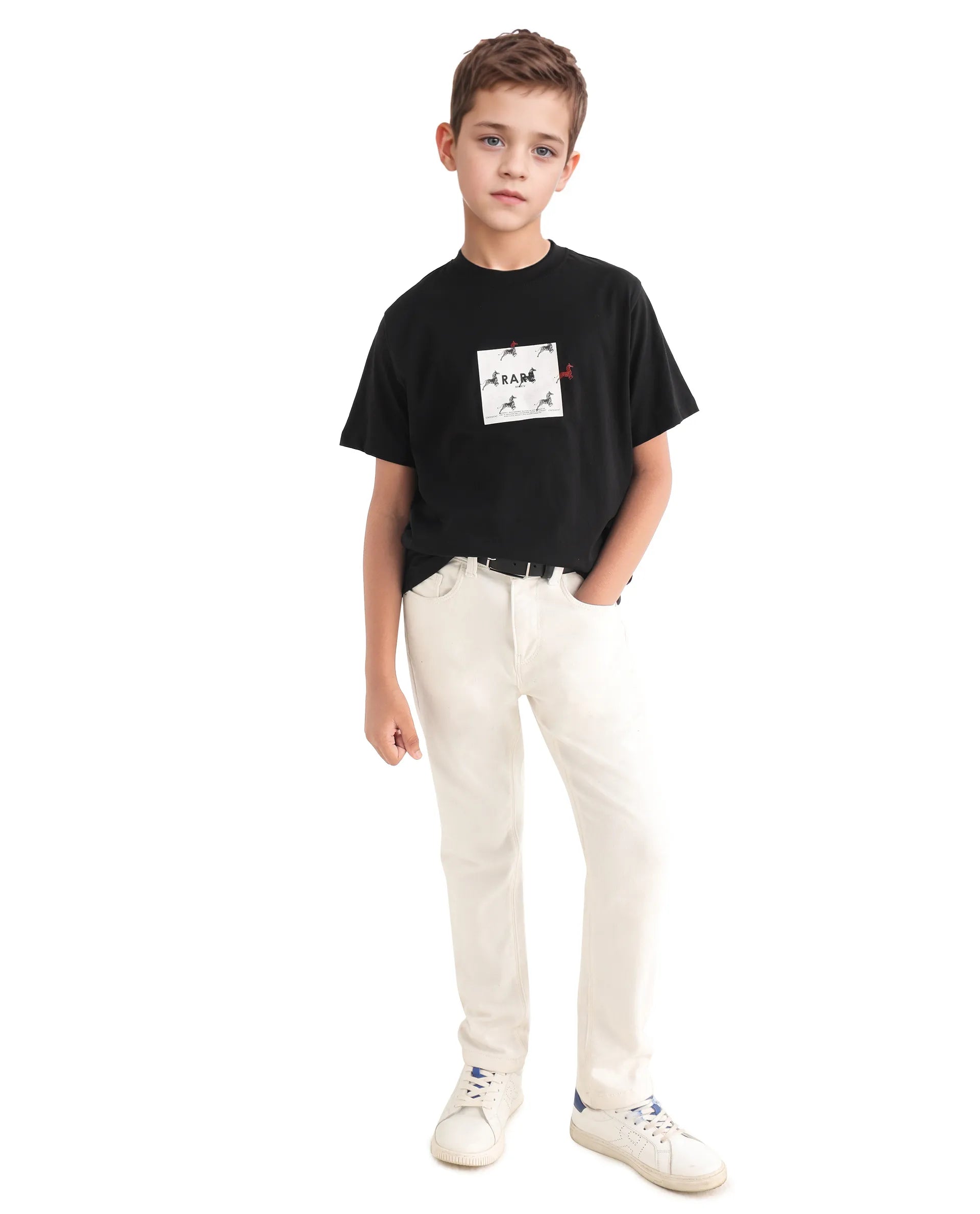 Rare Ones Kids Raze-K Black Cotton Jelly Print Regular Fit T-Shirt