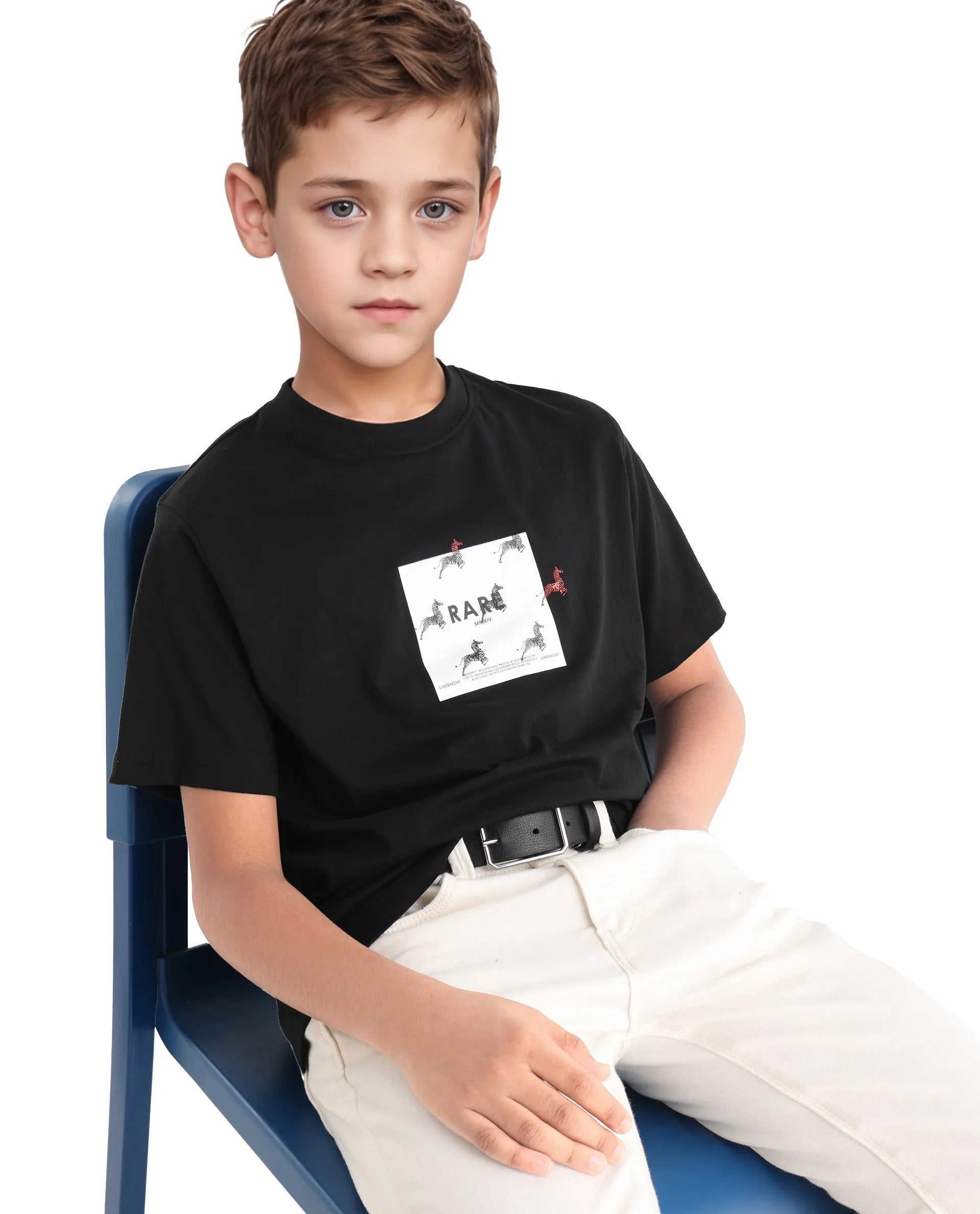 Rare Ones Kids Raze-K Black Cotton Jelly Print Regular Fit T-Shirt