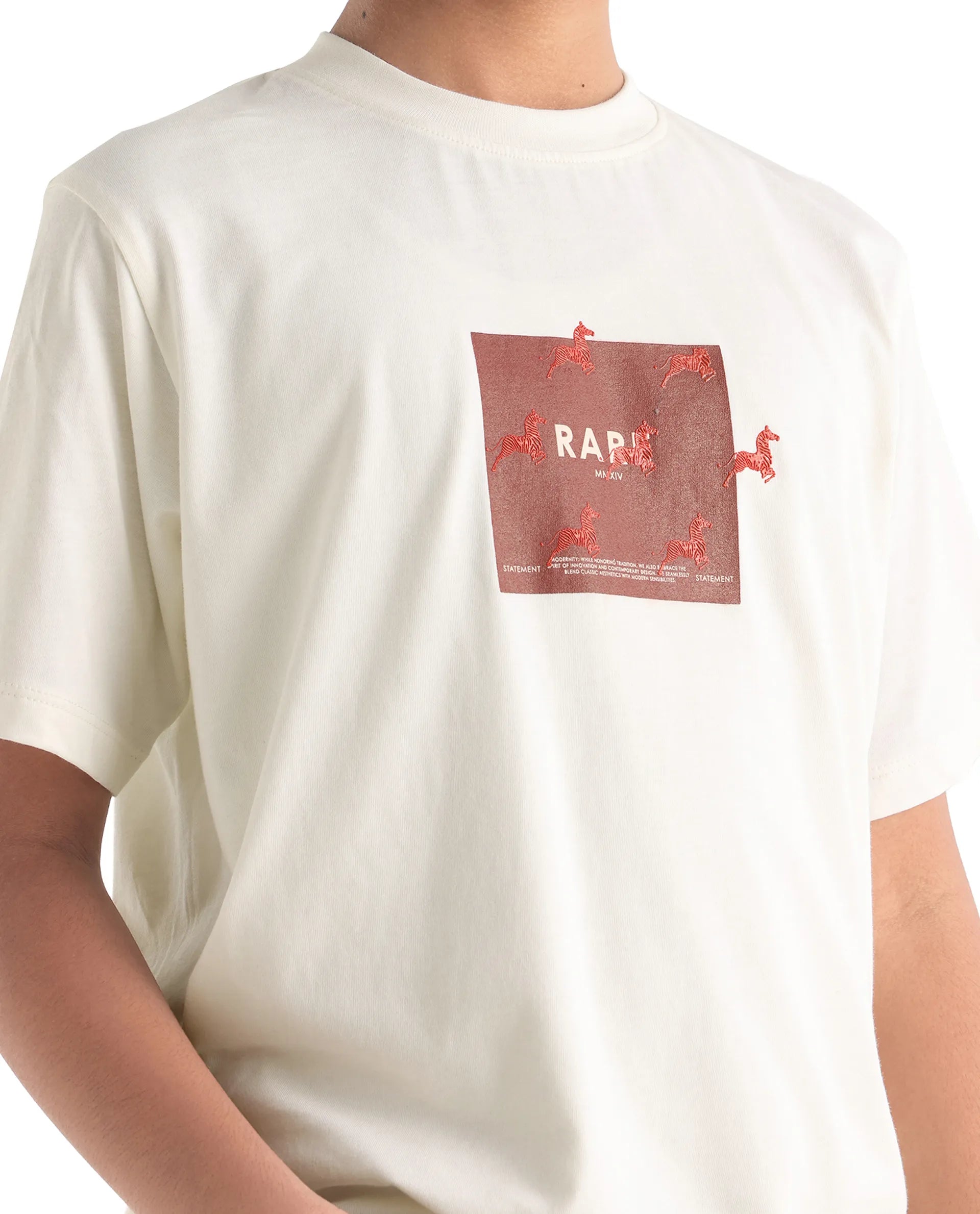 Rare Ones Kids Raze-K Off White Cotton Jelly Print Regular Fit T-Shirt