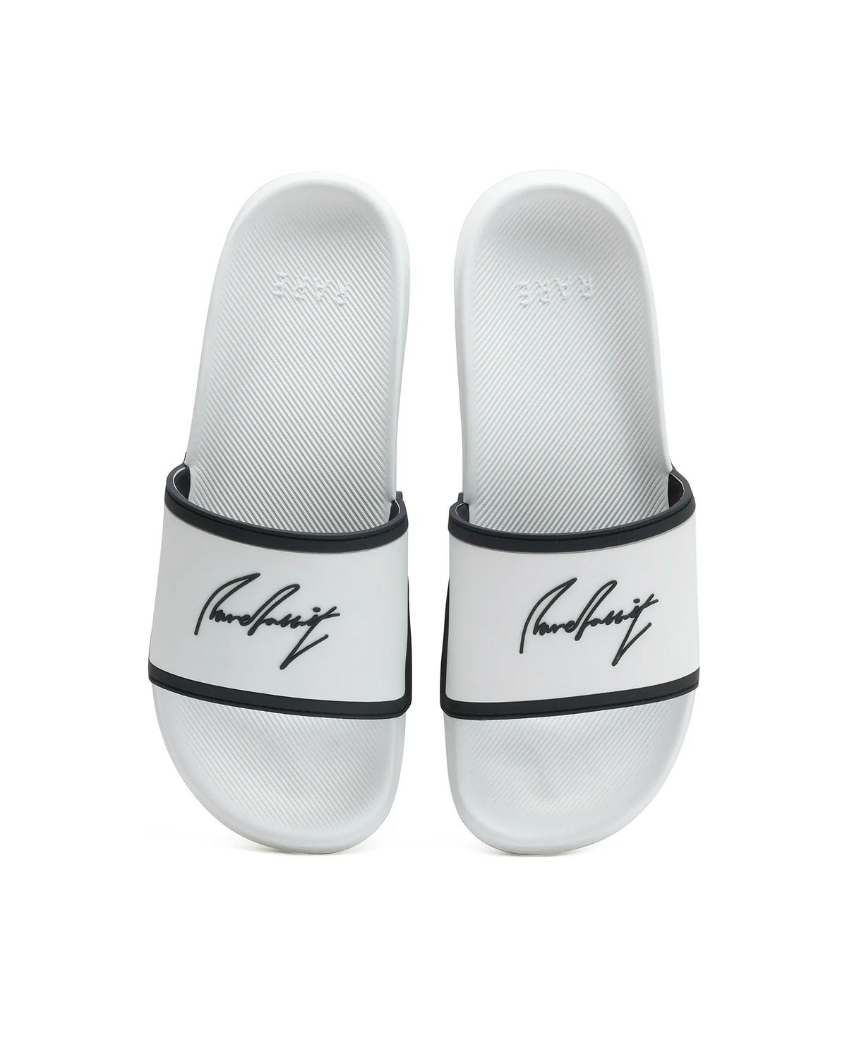 Rarez Mens Reff White/Black Synthetic Material Regular Typography Print Sandal