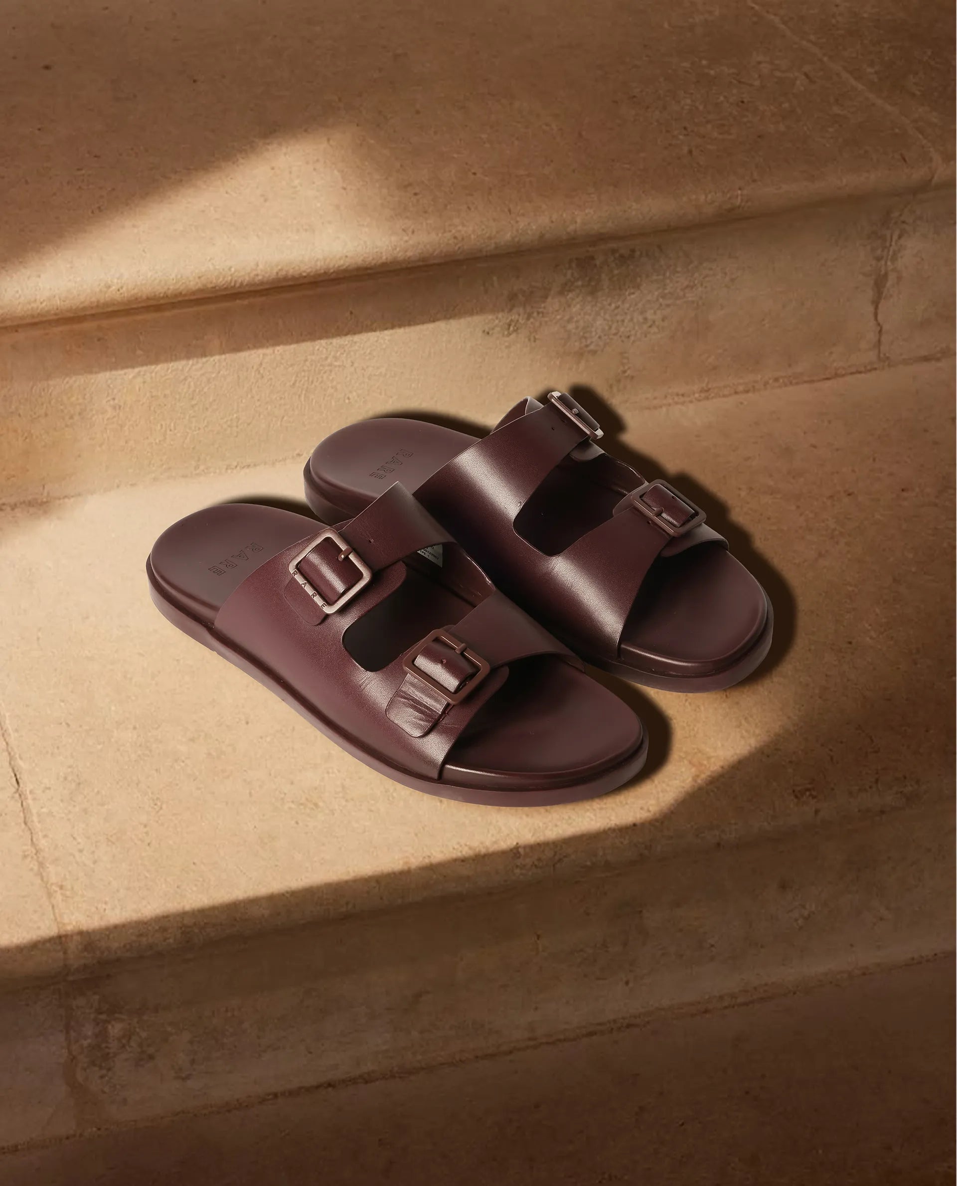 Rare Rabbit Men's Raro Bordo Leather Slip-On Closure Sandal