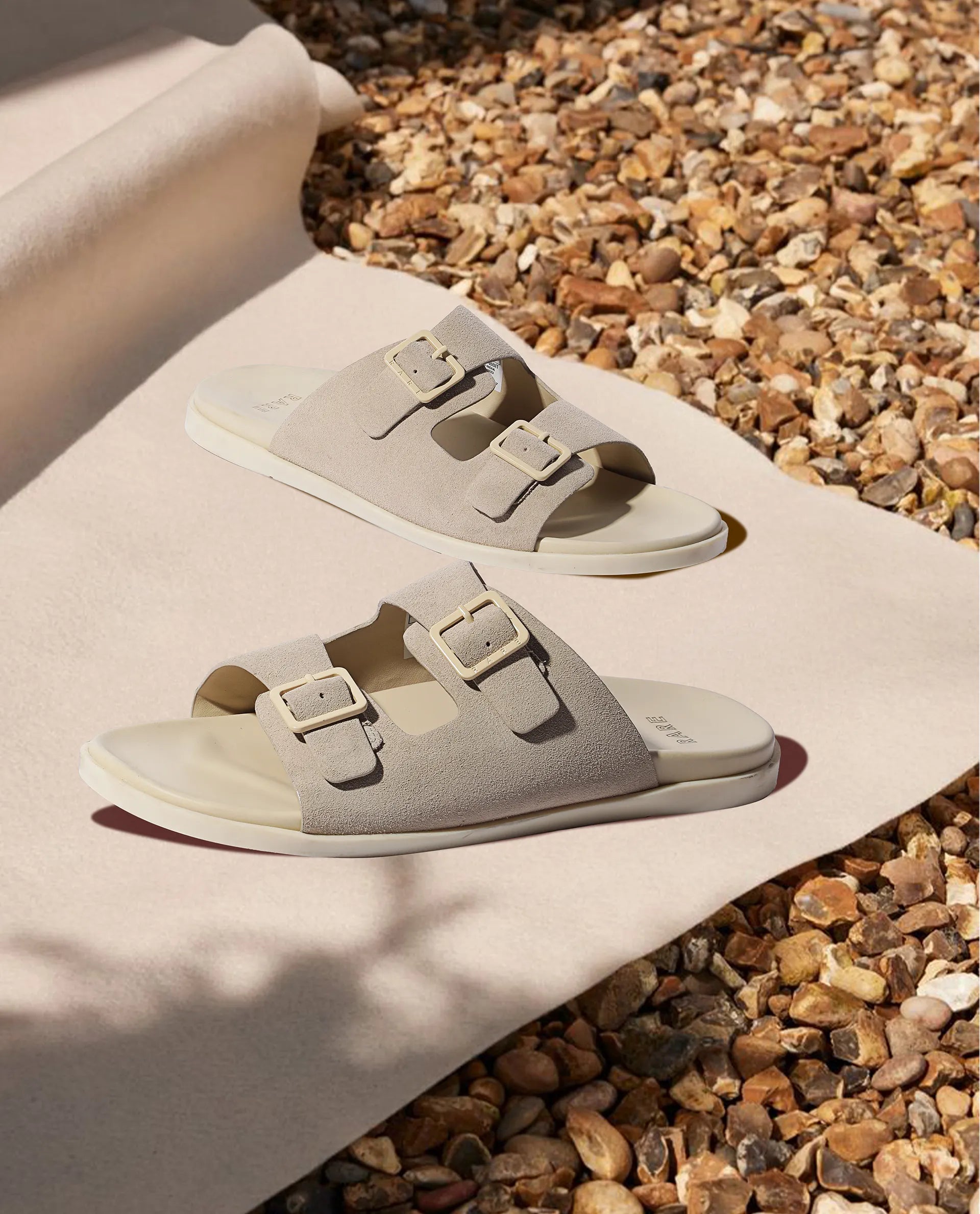 Rare Rabbit Men's Raro Beige Leather Slip-On Closure Sandal