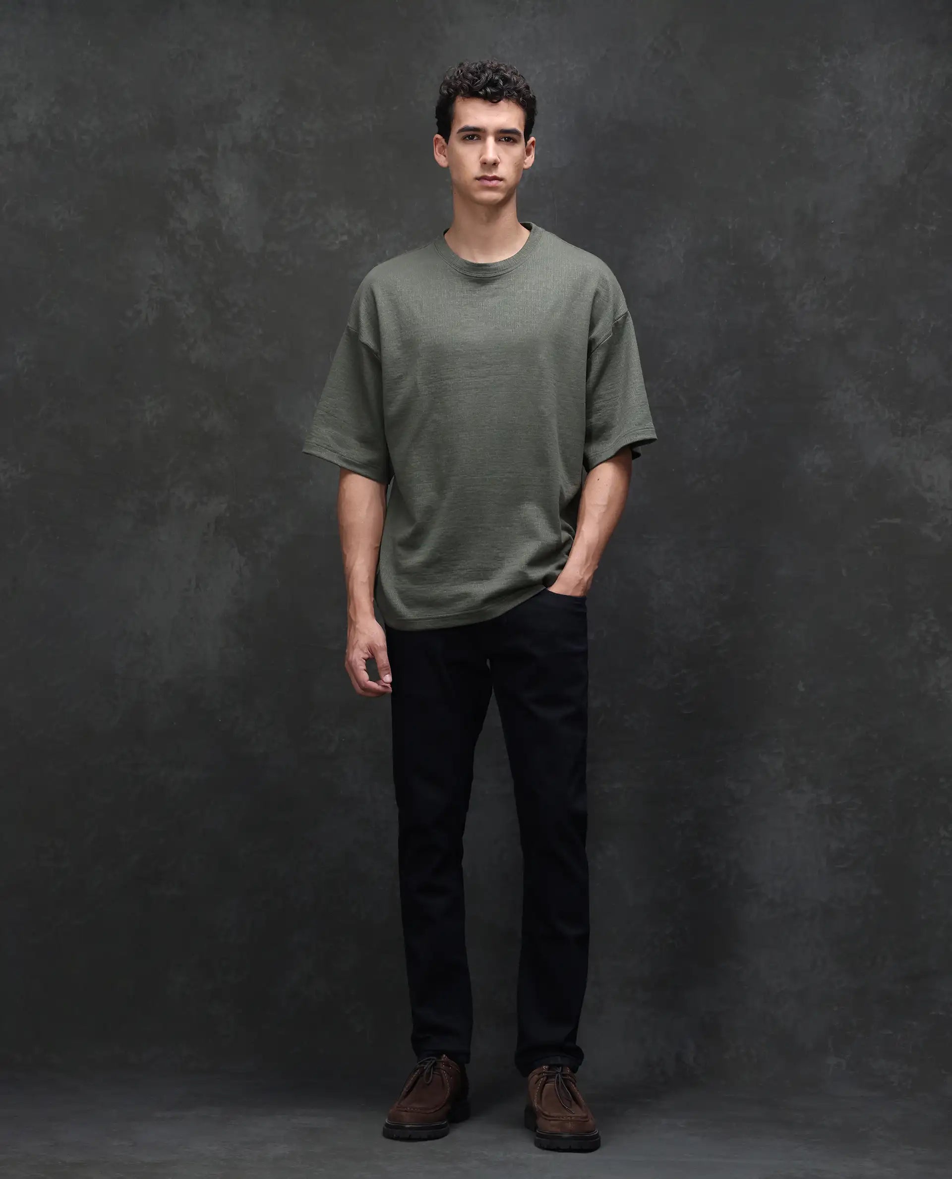 Rare Rabbit Men's Reid Dark Blue Cotton Blend Fabric Shank And Zip Clo