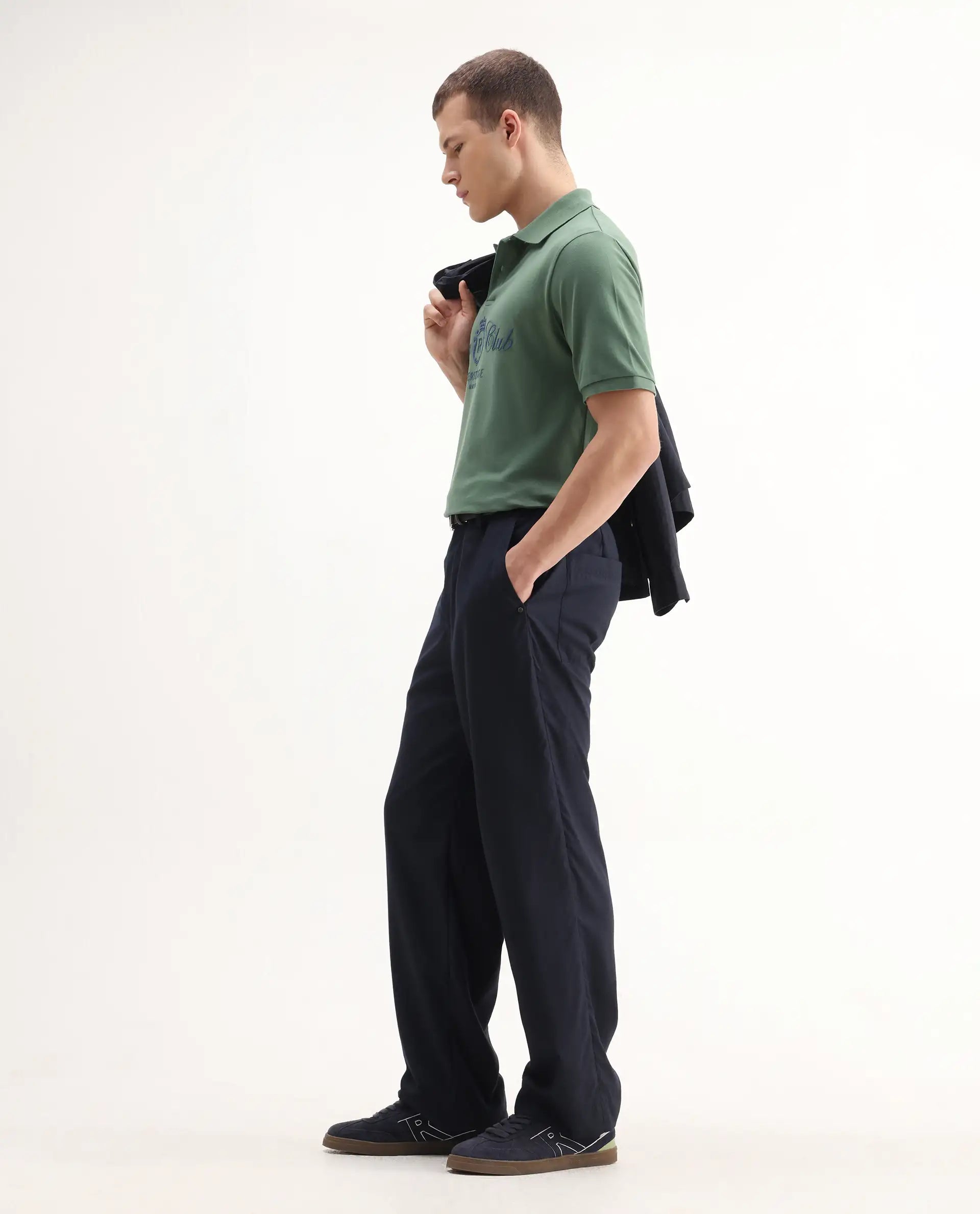 Rare Rabbit Men's Rem Green Cotton Graphic Print Regular Fit Half Sleeve Polo