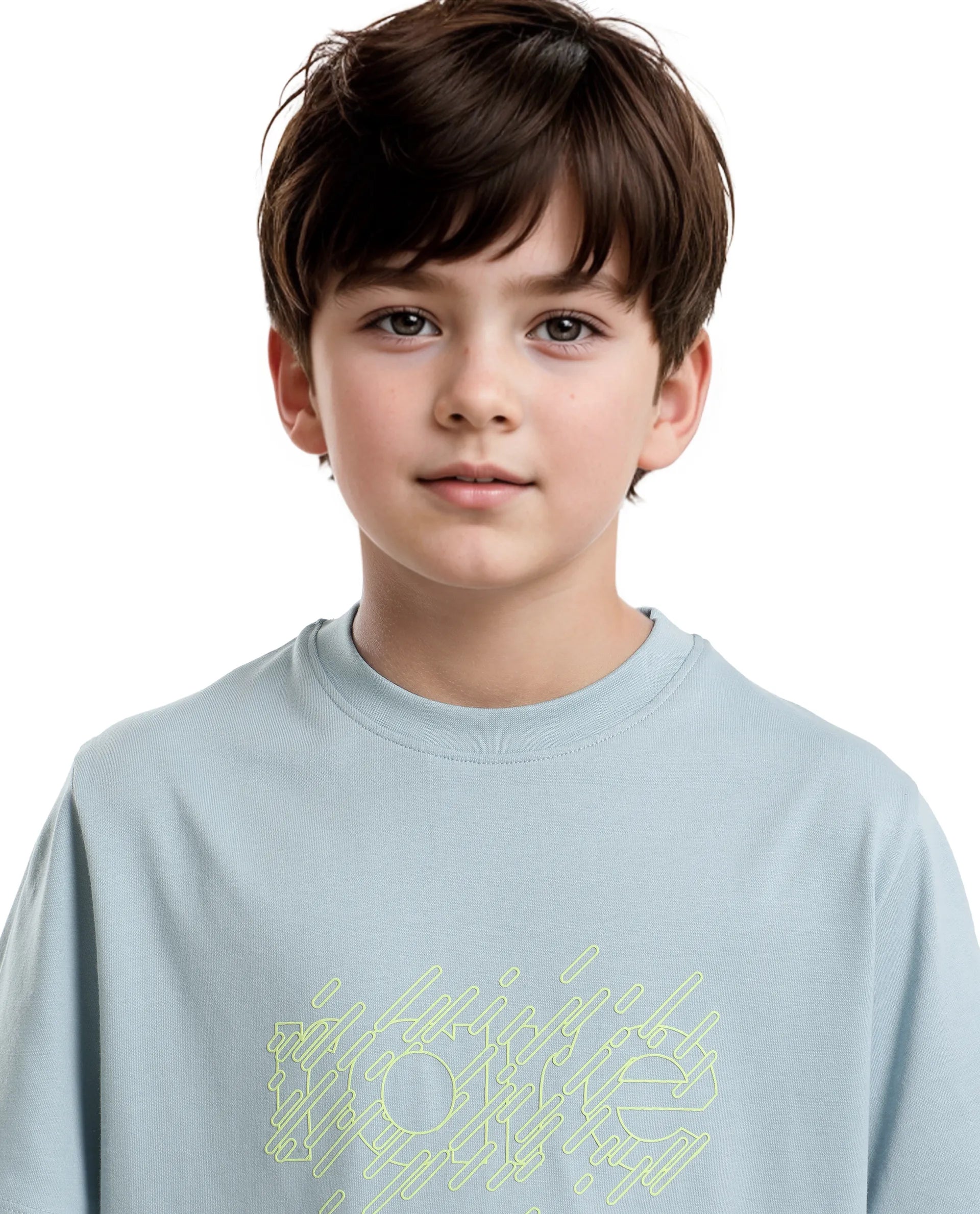 Rare Ones Kids Reno Light Turq Cotton Blend Half Sleeve Printed Regular Fit T-Shirt