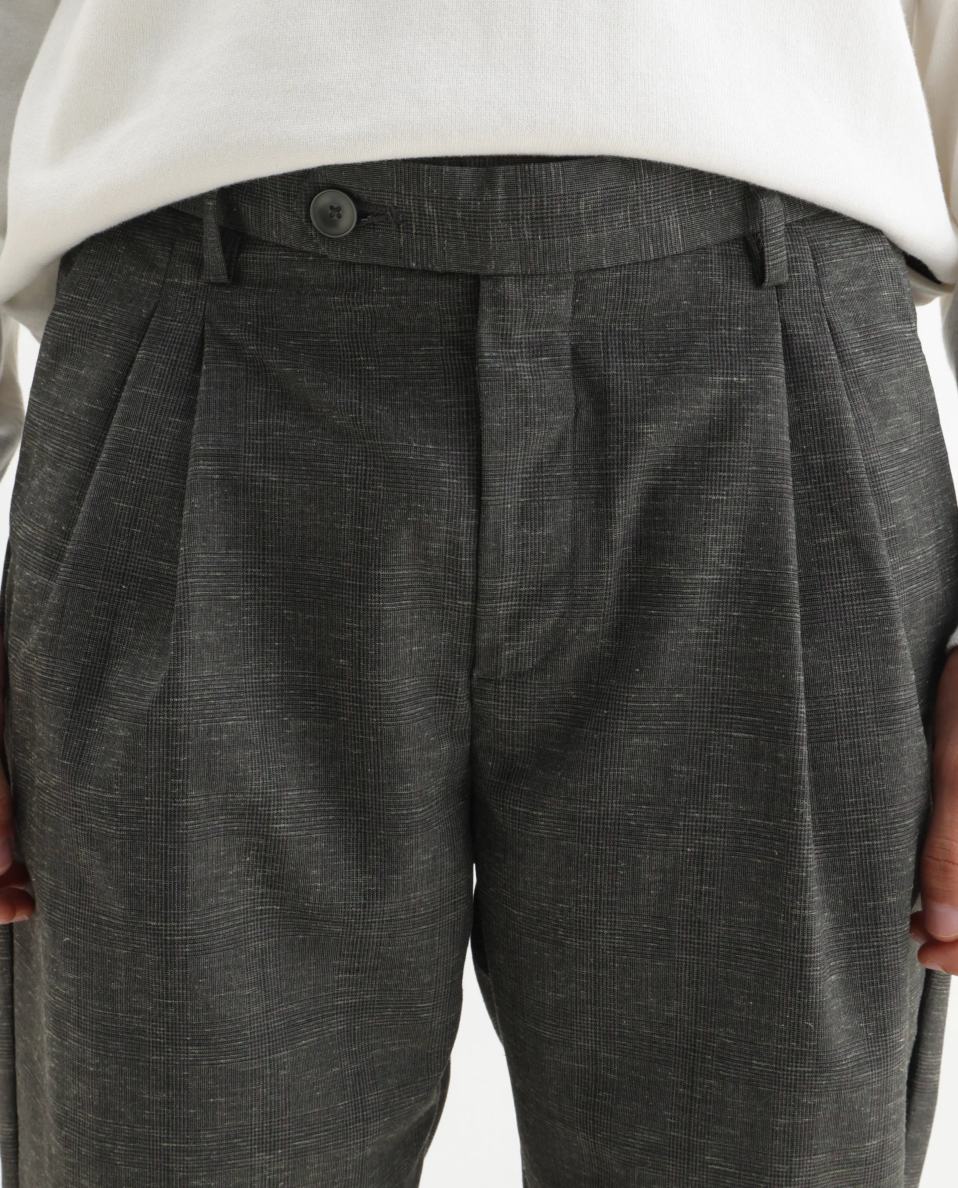 Rare Rabbit Men's Renot Dark Green Cotton Checked Print Regular Fit Trouser