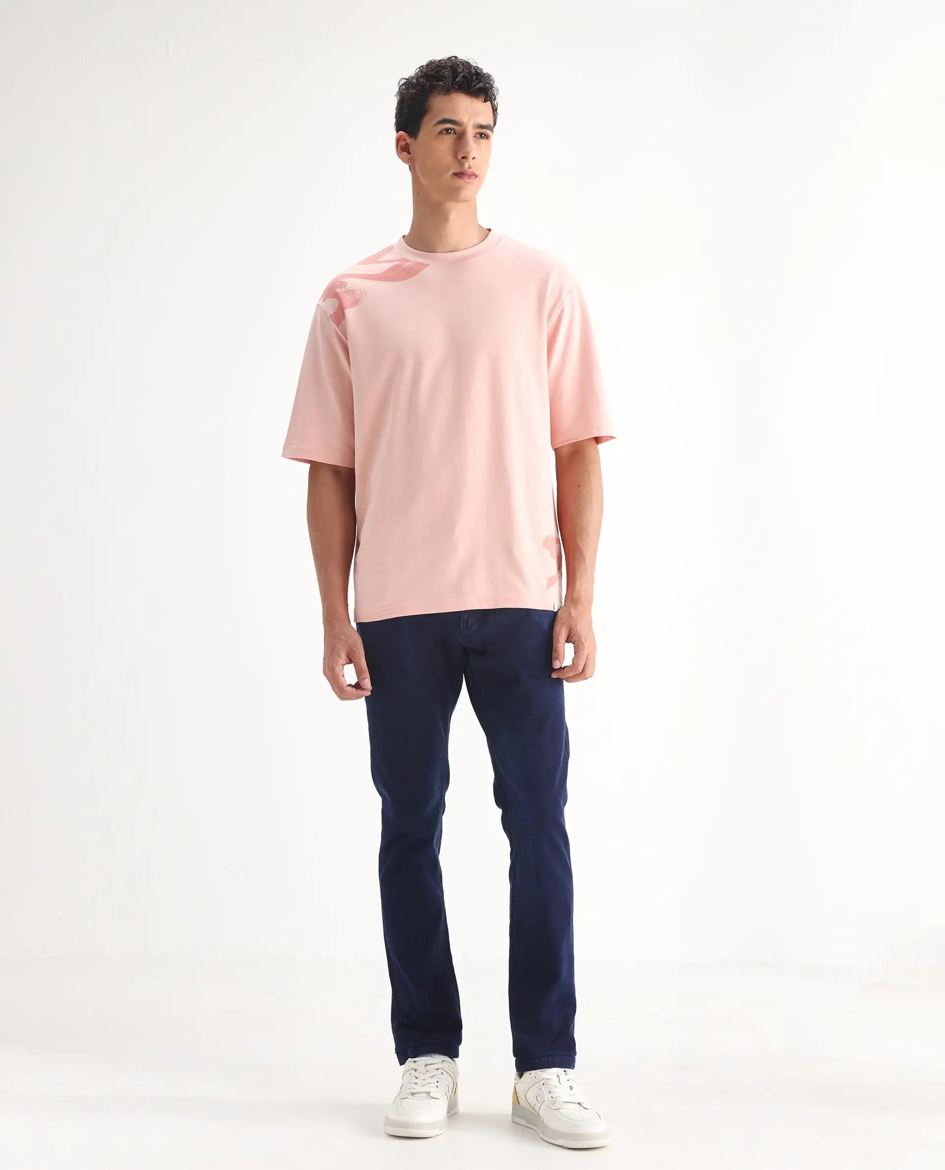 Rare Rabbit Men's Repp Blue Cotton Plain Hawk Slim Fit Jeans