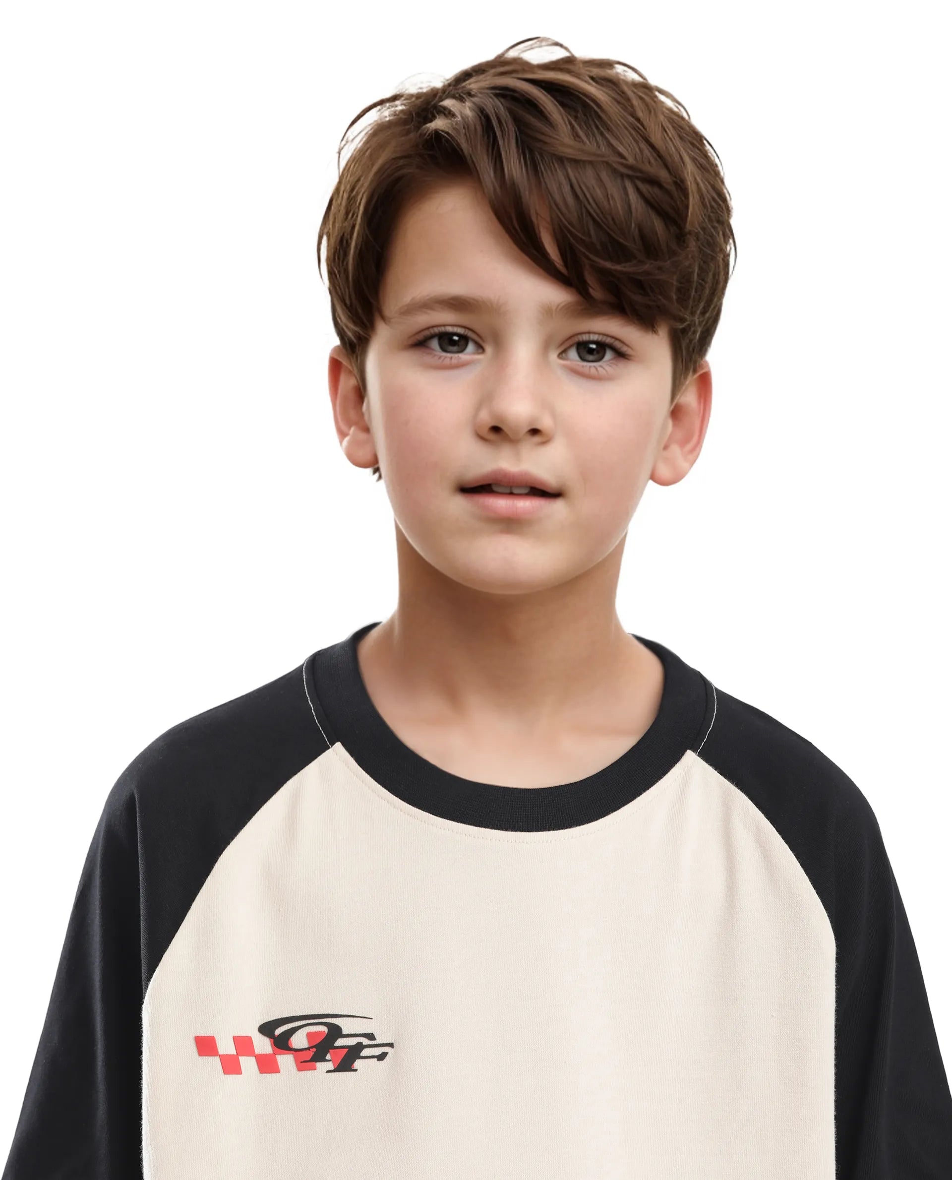 Rare Ones Kids Reva-K Light Beige Printed Slip-On Oversized Fit T-Shirt