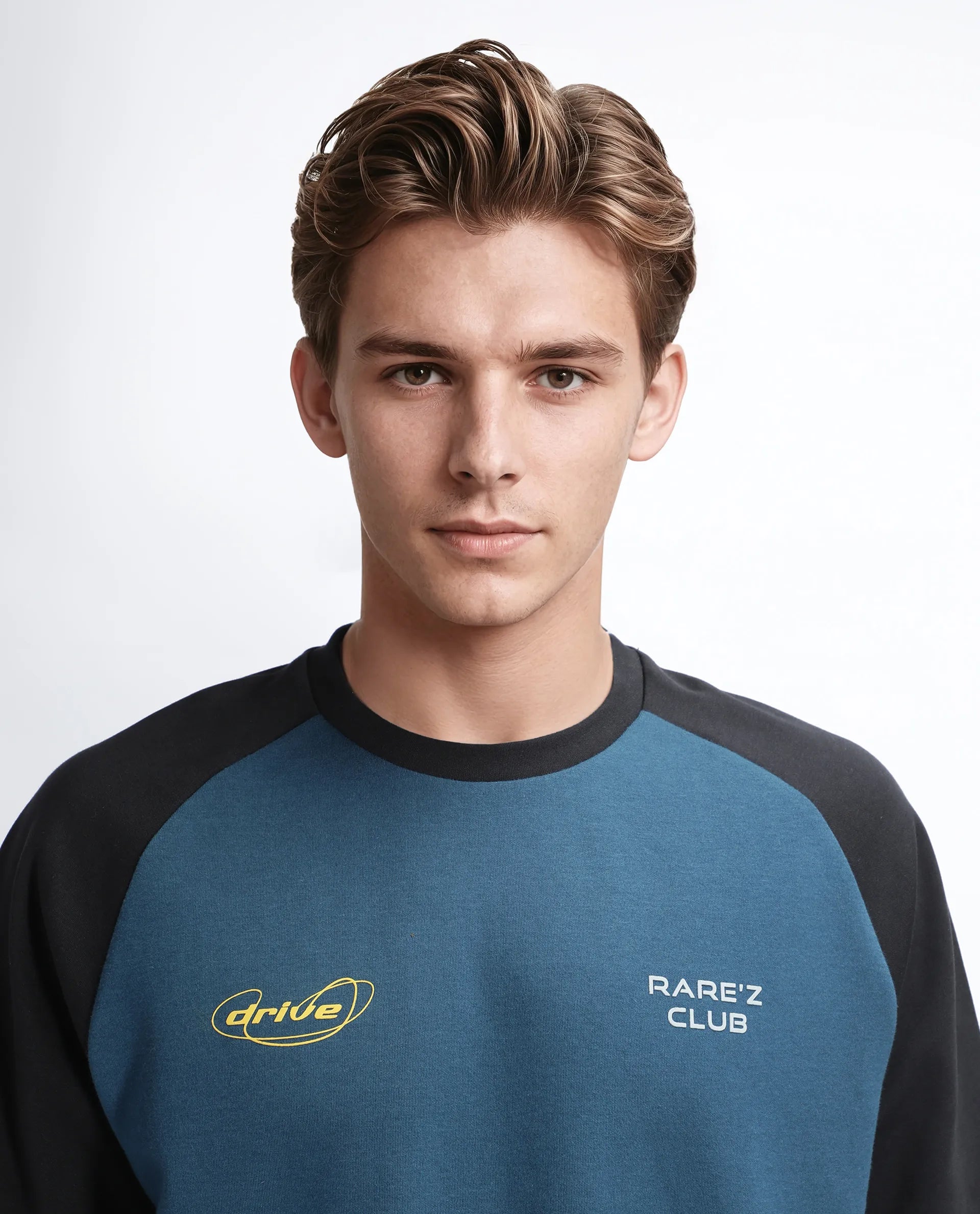 Rare Rabbit Men's Revalo Teal Cotton Blend Graphic Print Oversized Fit Half Sleeve Crew Neck T-Shirt