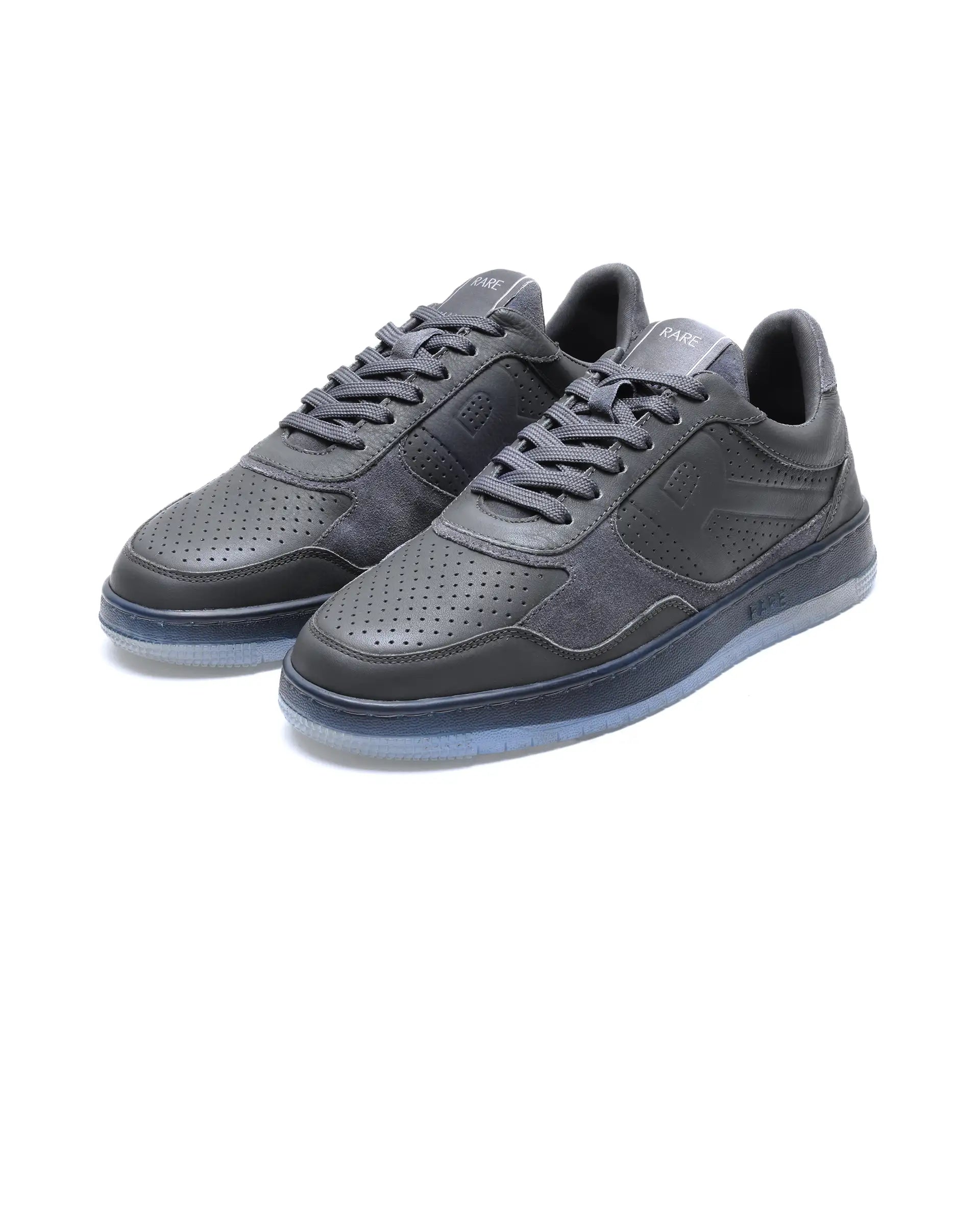 Rare Rabbit Men's Reven Dark Grey Lace-Up Closure Leather Sneaker