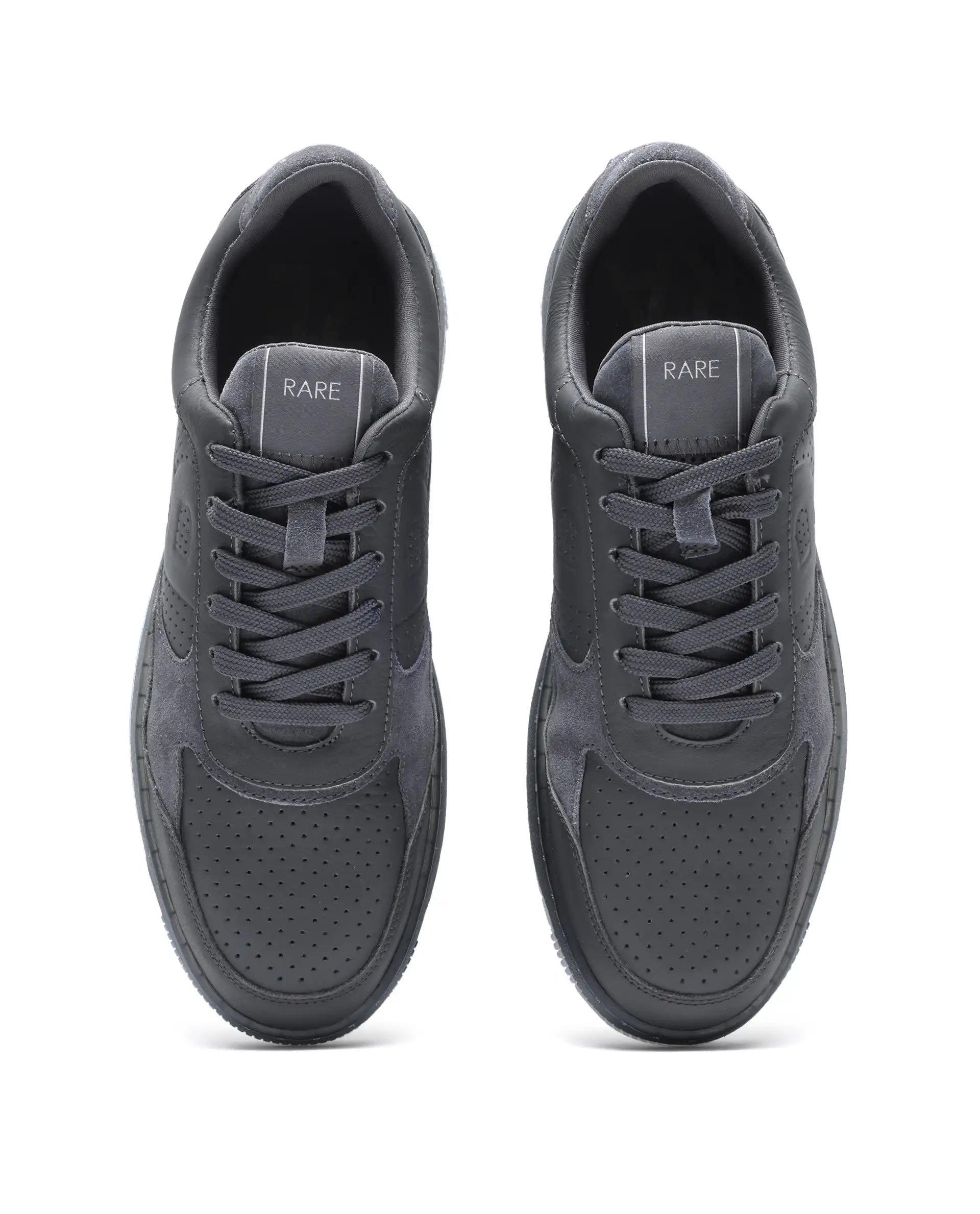 Rare Rabbit Men's Reven Dark Grey Lace-Up Closure Leather Sneaker
