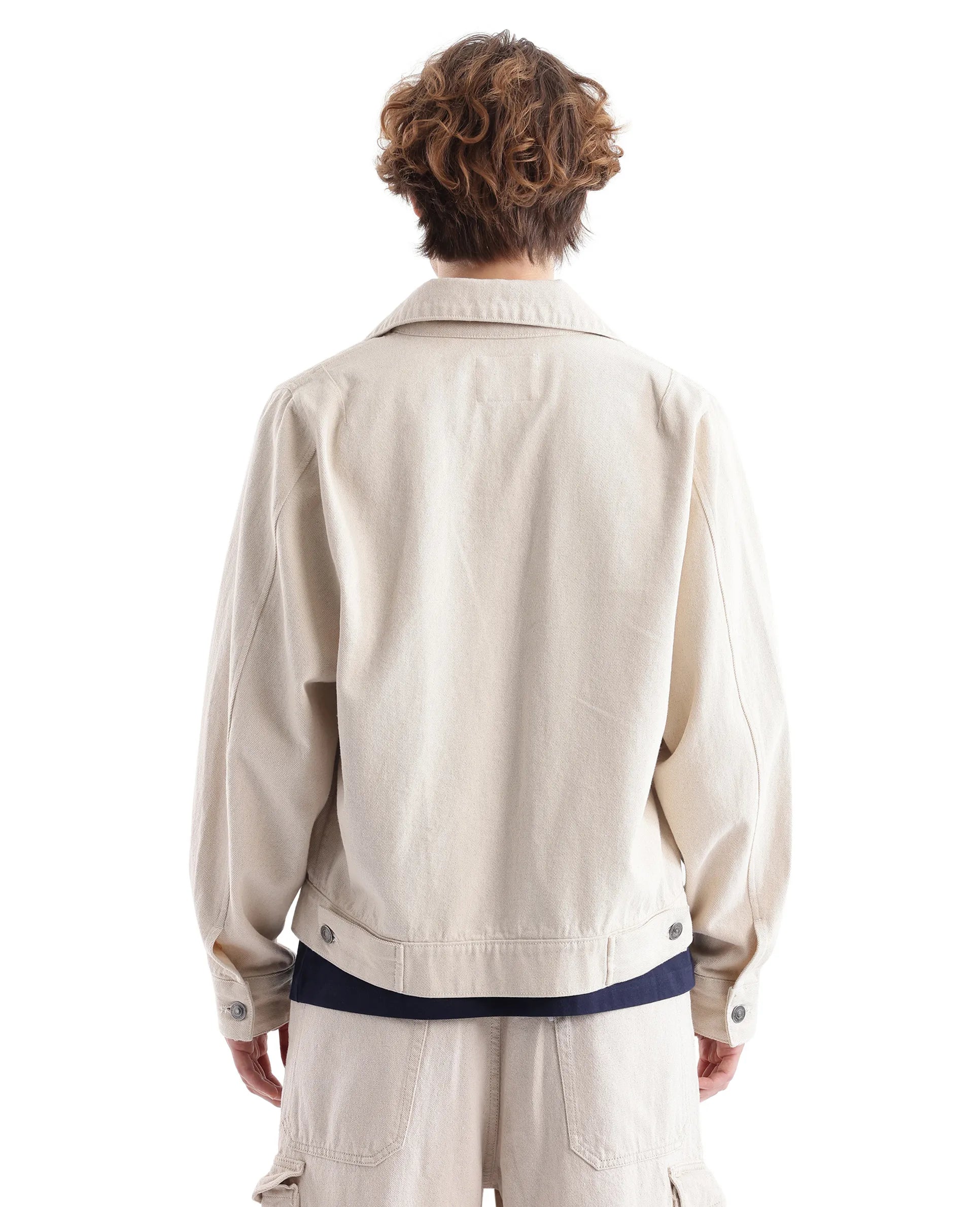 Rare Rabbit Men Rewq Off White Cotton Fabric Collared Neck Jacket