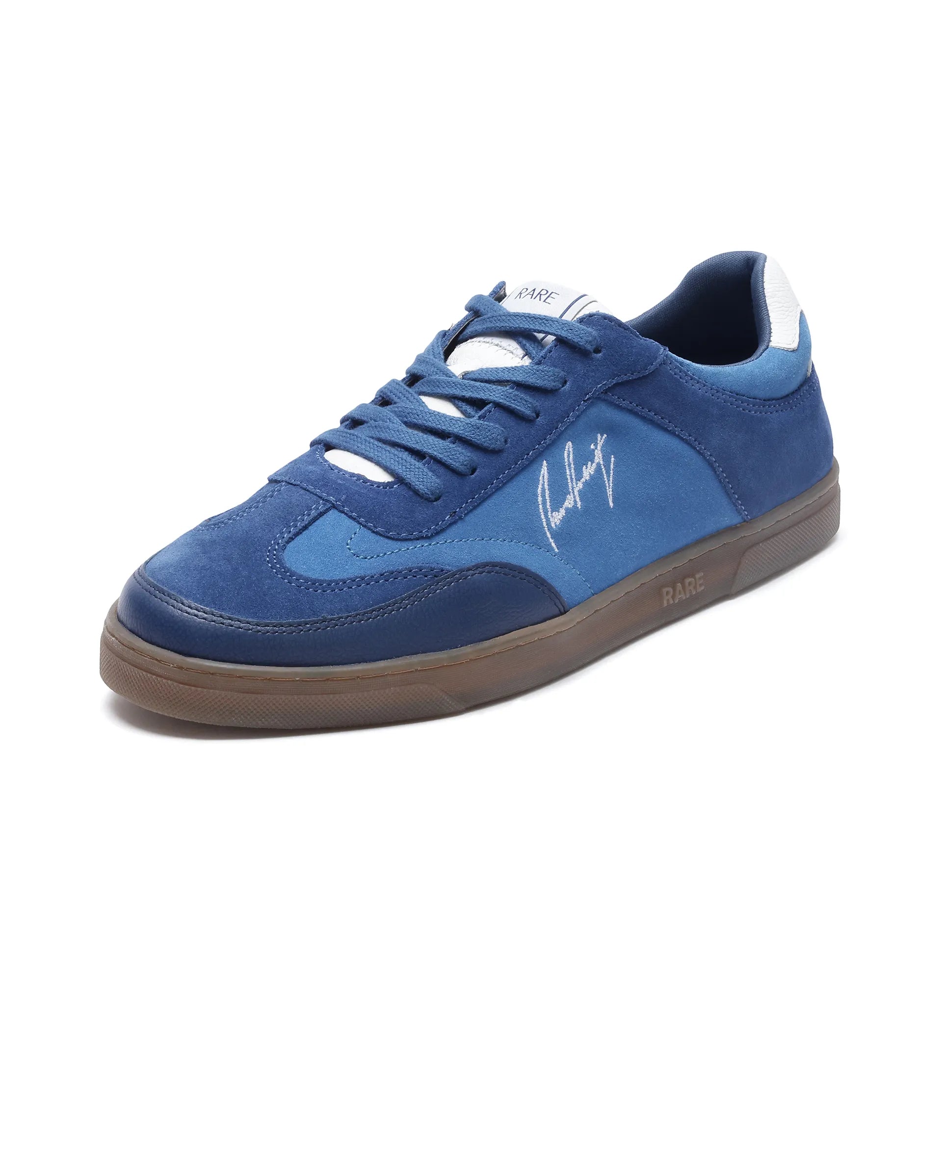 Rare Rabbit Men's Rex Blue Leather Lace-Up Closure Sneaker