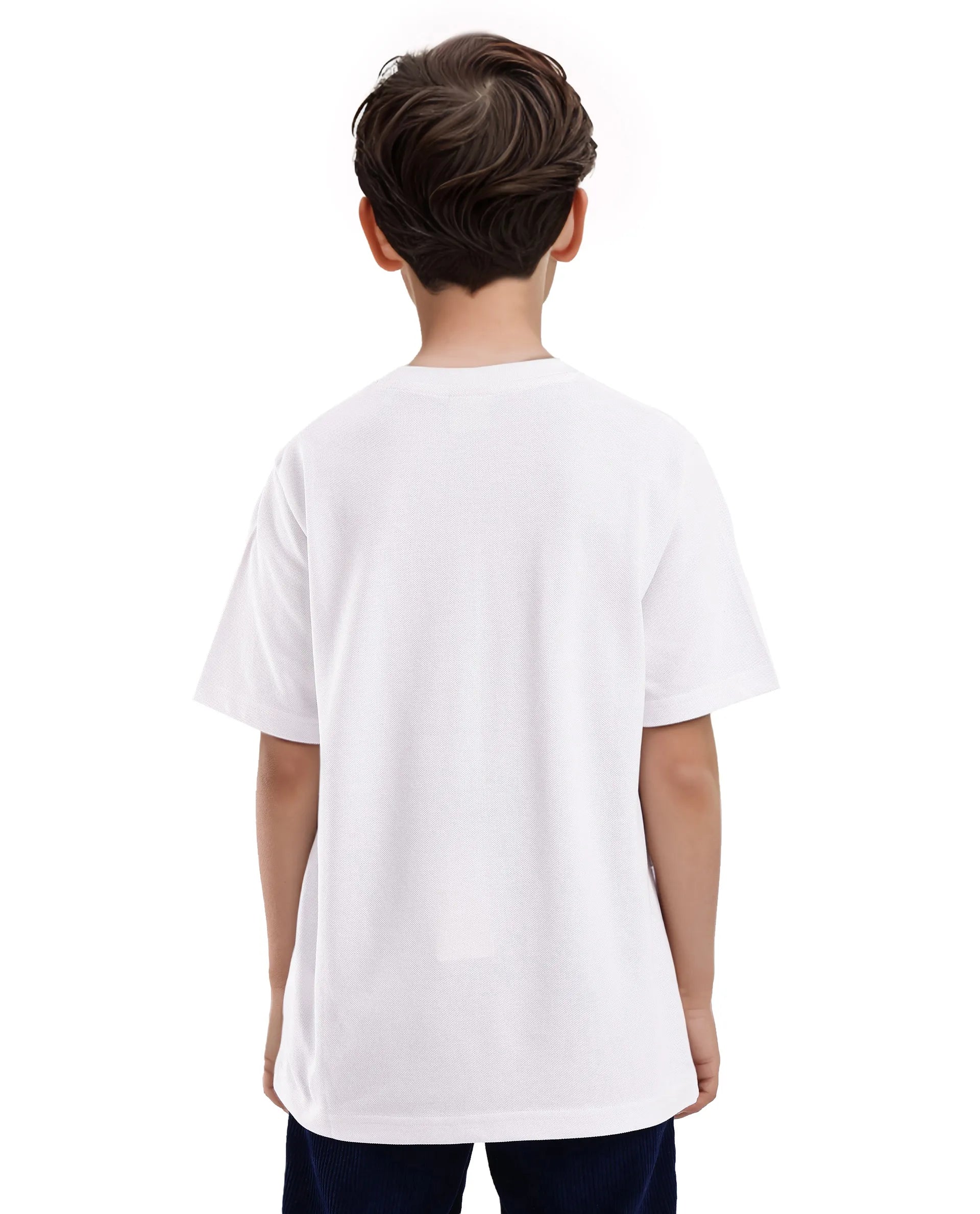 Rare Ones Kids Ride White Cotton Half Sleeves Crew Neck Oversized Fit Towel Embroidery T-Shirt