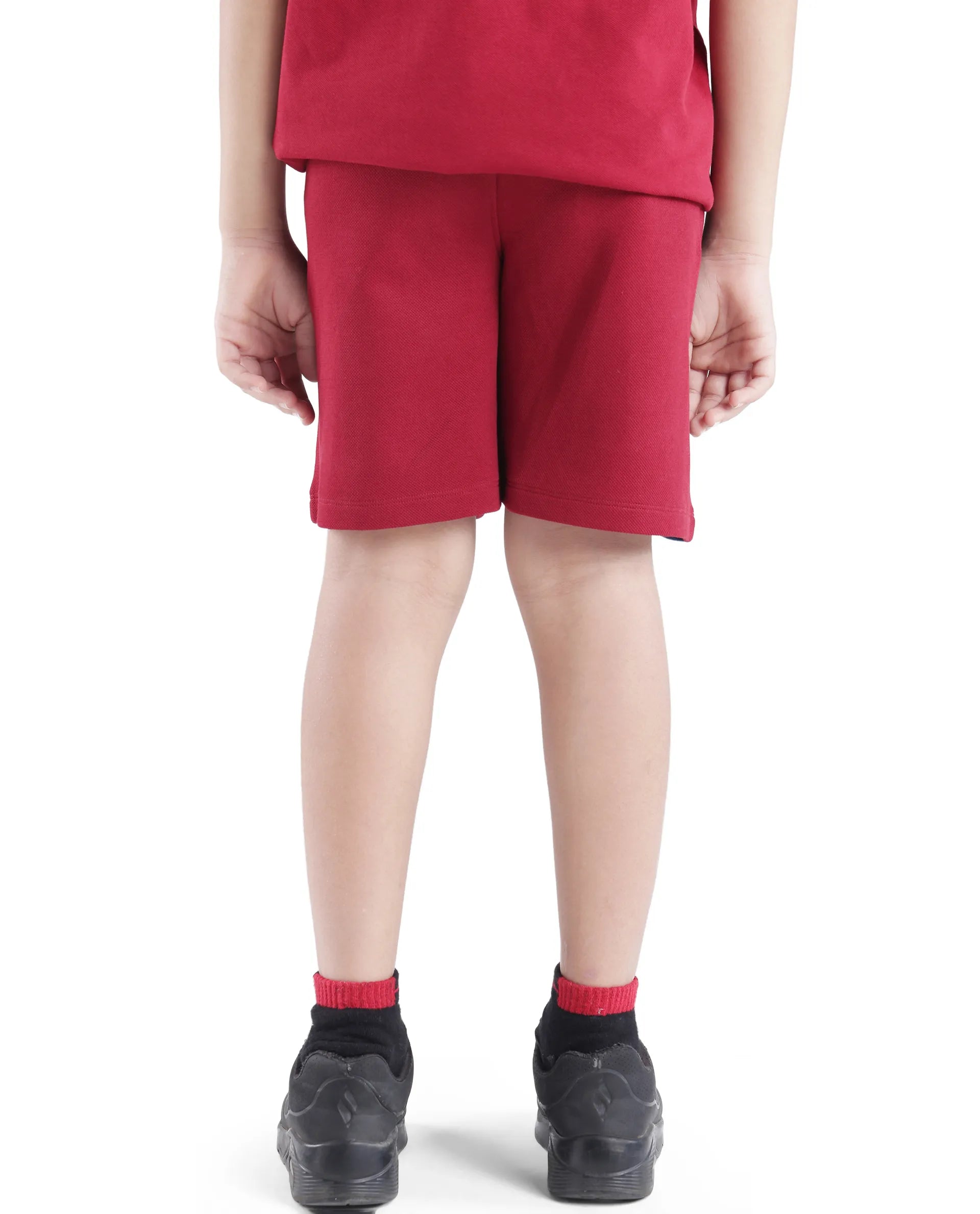 Rare Ones Kids Rider Dark Red Cotton Poly Cut And Sew Shorts