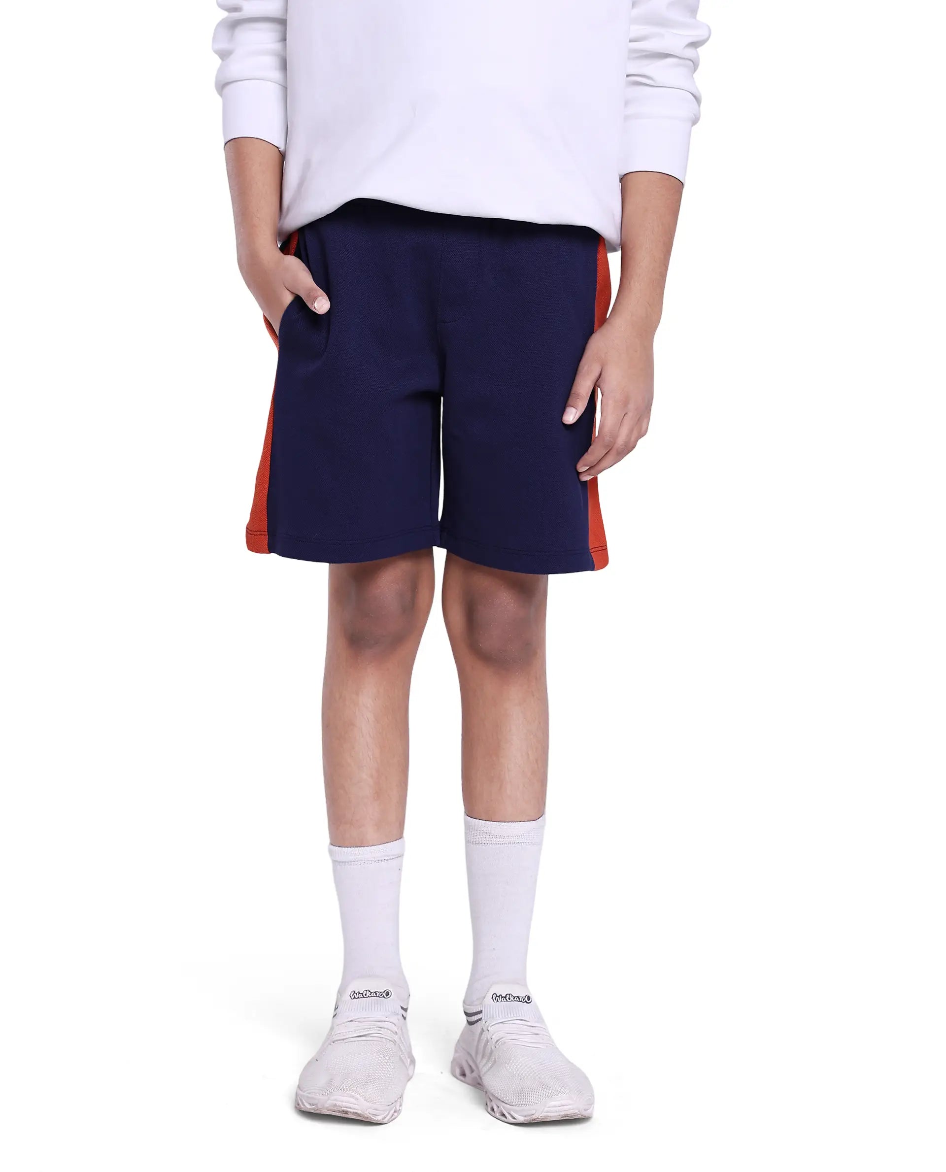Rare Ones Kids Rider Navy Cotton Poly Cut And Sew Shorts