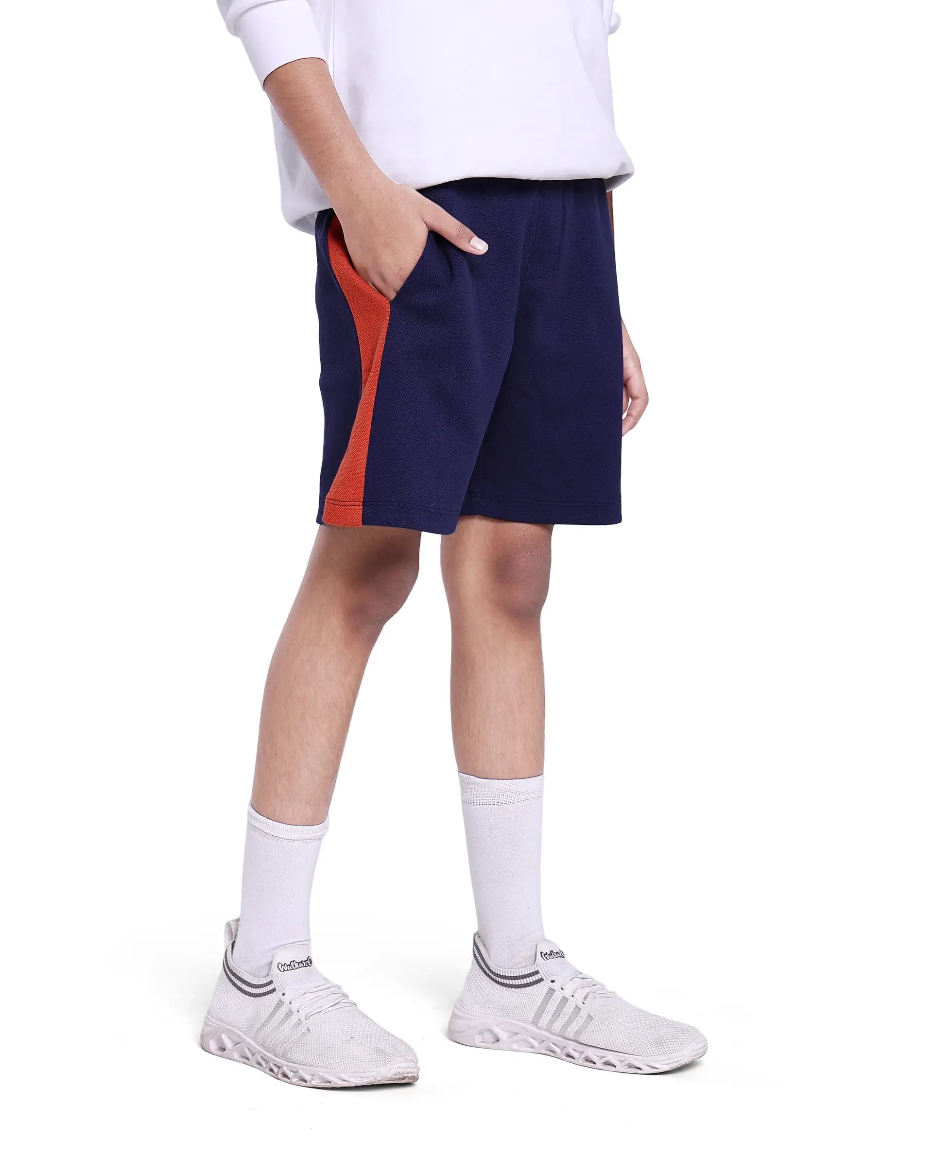 Rare Ones Kids Rider Navy Cotton Poly Cut And Sew Shorts