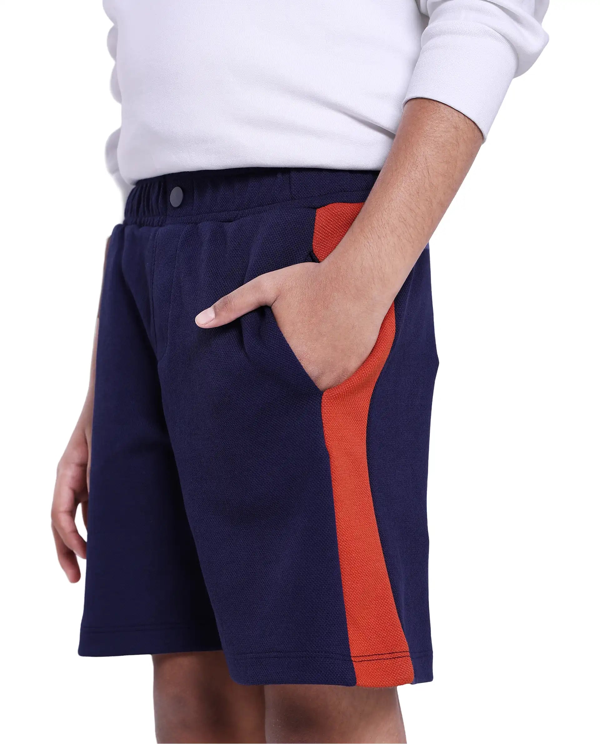 Rare Ones Kids Rider Navy Cotton Poly Cut And Sew Shorts