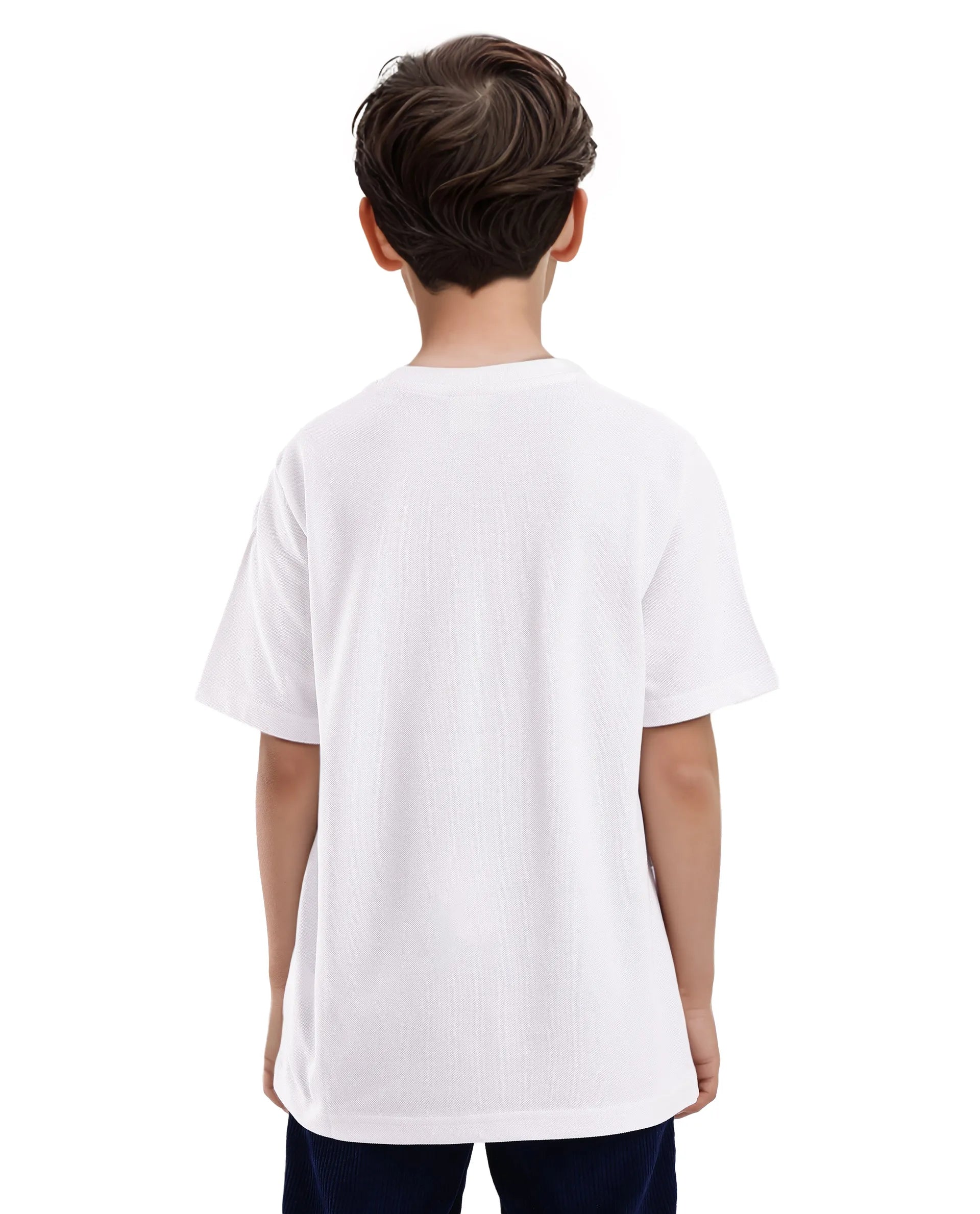 Rare Ones Kids Ride White Cotton Half Sleeves Crew Neck Oversized Fit Towel Embroidery T-Shirt