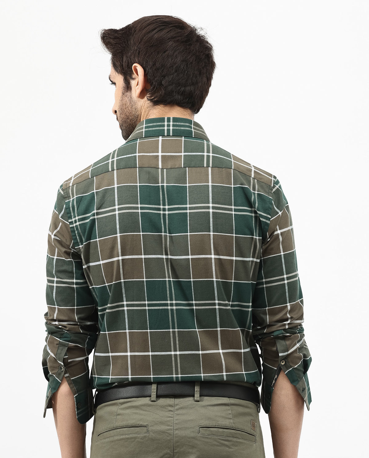 Rare Rabbit Mens Rigan Green Cotton Fabric Full Sleeve Regular Fit Checks Shirt