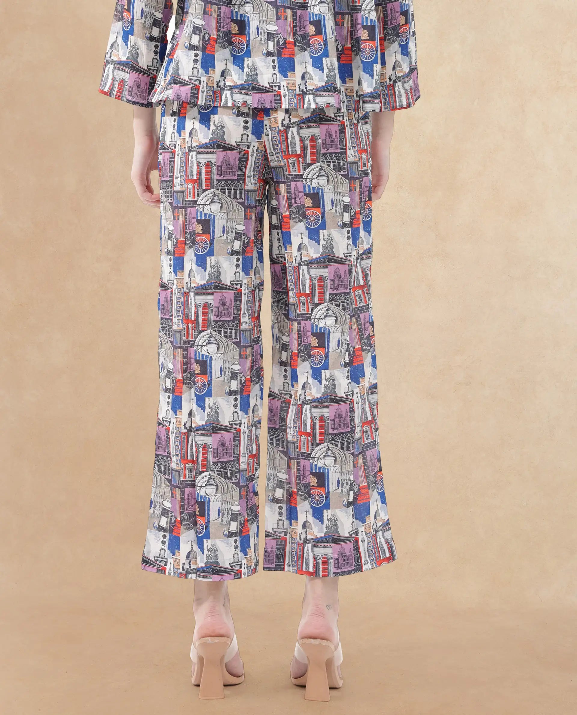 Rareism Women Rinata-B Multi Cotton Fabric Regular Length Trouser