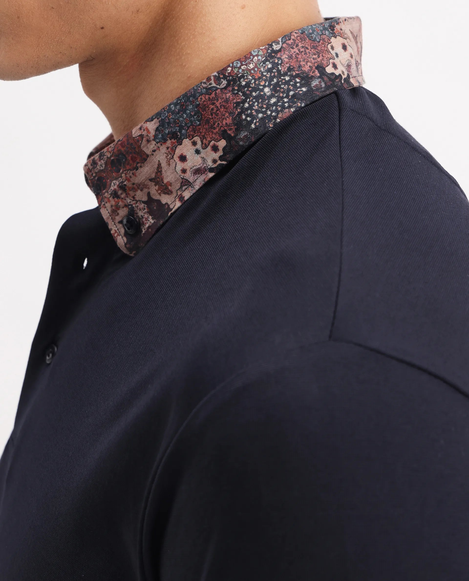 Rare Rabbit Men's Ringer-2 Dark Navy Cotton Plain Regular Fit Half Sleeve Polo