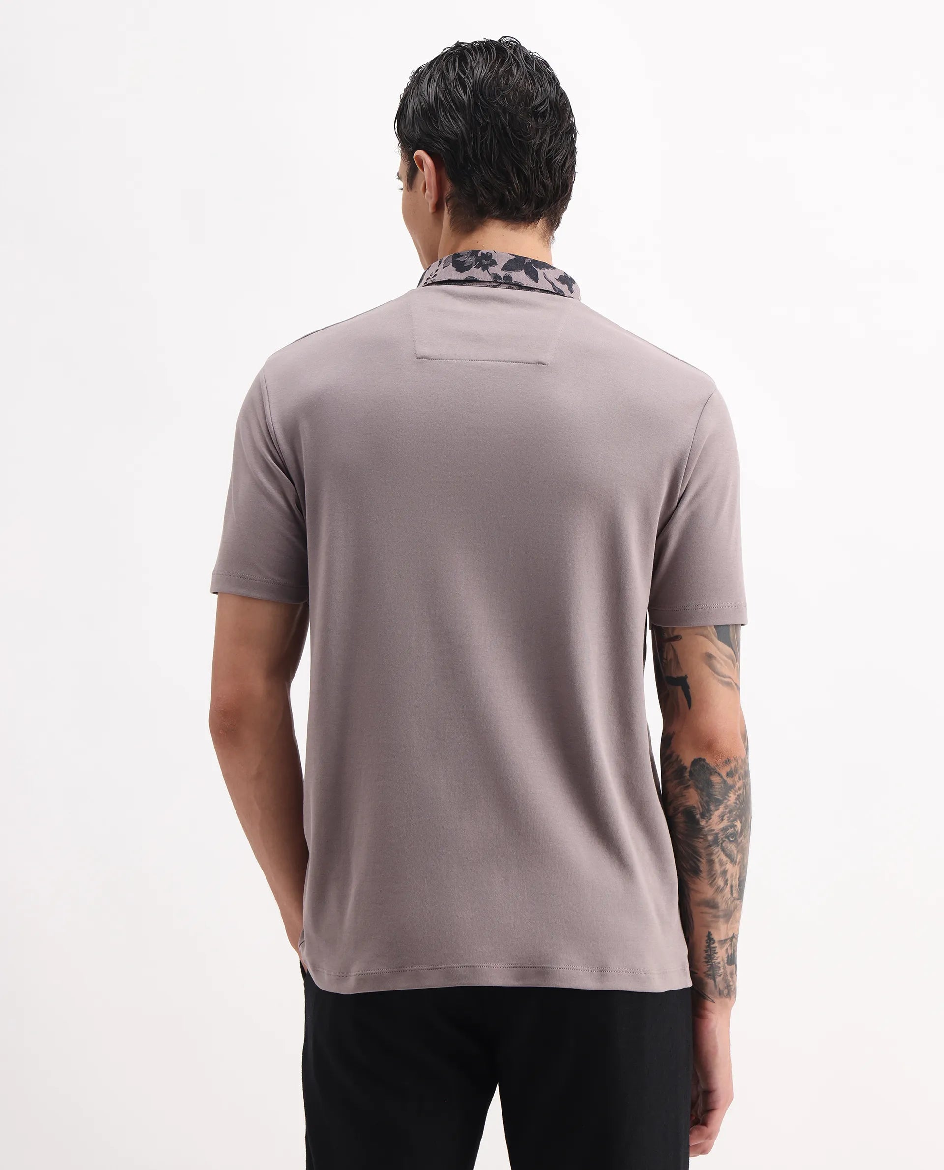 Rare Rabbit Men's Ringer-A25 Dusky Pink Cotton Plain Regular Fit Half Sleeve Polo