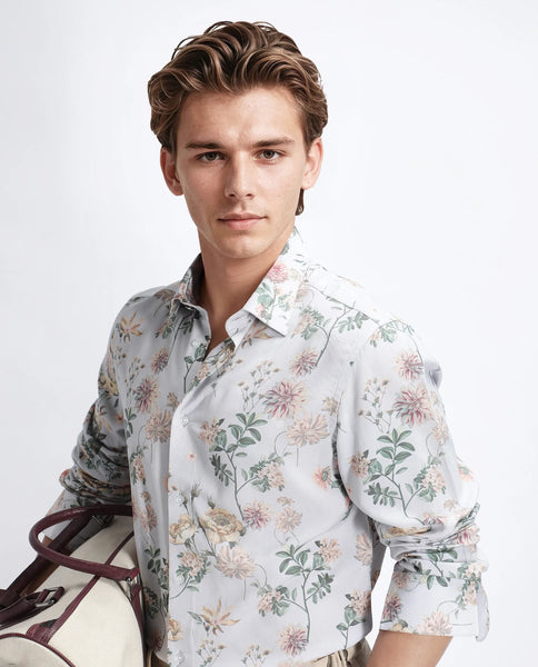 Buy Risa - Light Grey Regular Fit Floral Print Shirt| Rare Rabbit