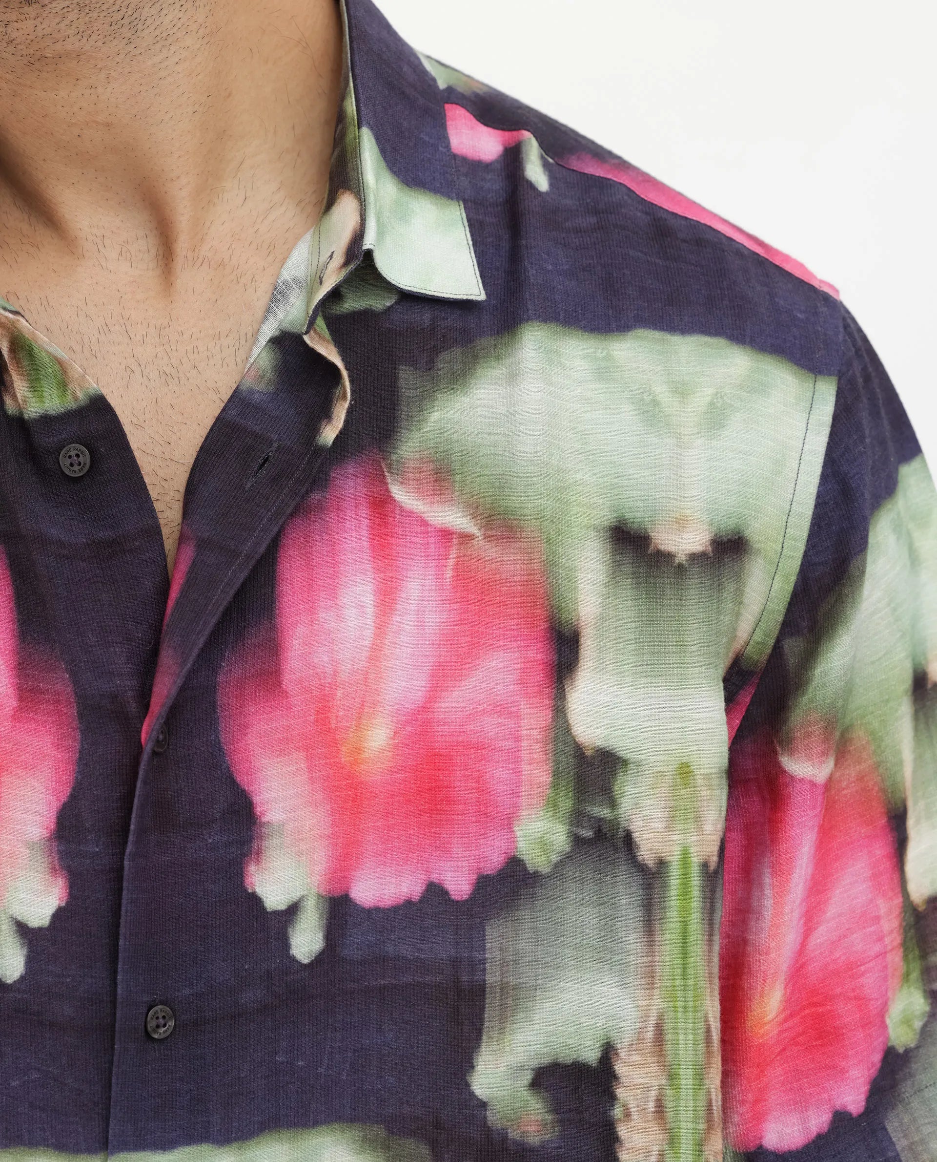 Rare Rabbit Men's Risca Purple Viscose Fabric Half Sleeves Boxy Fit Abstract Floral Print Shirt