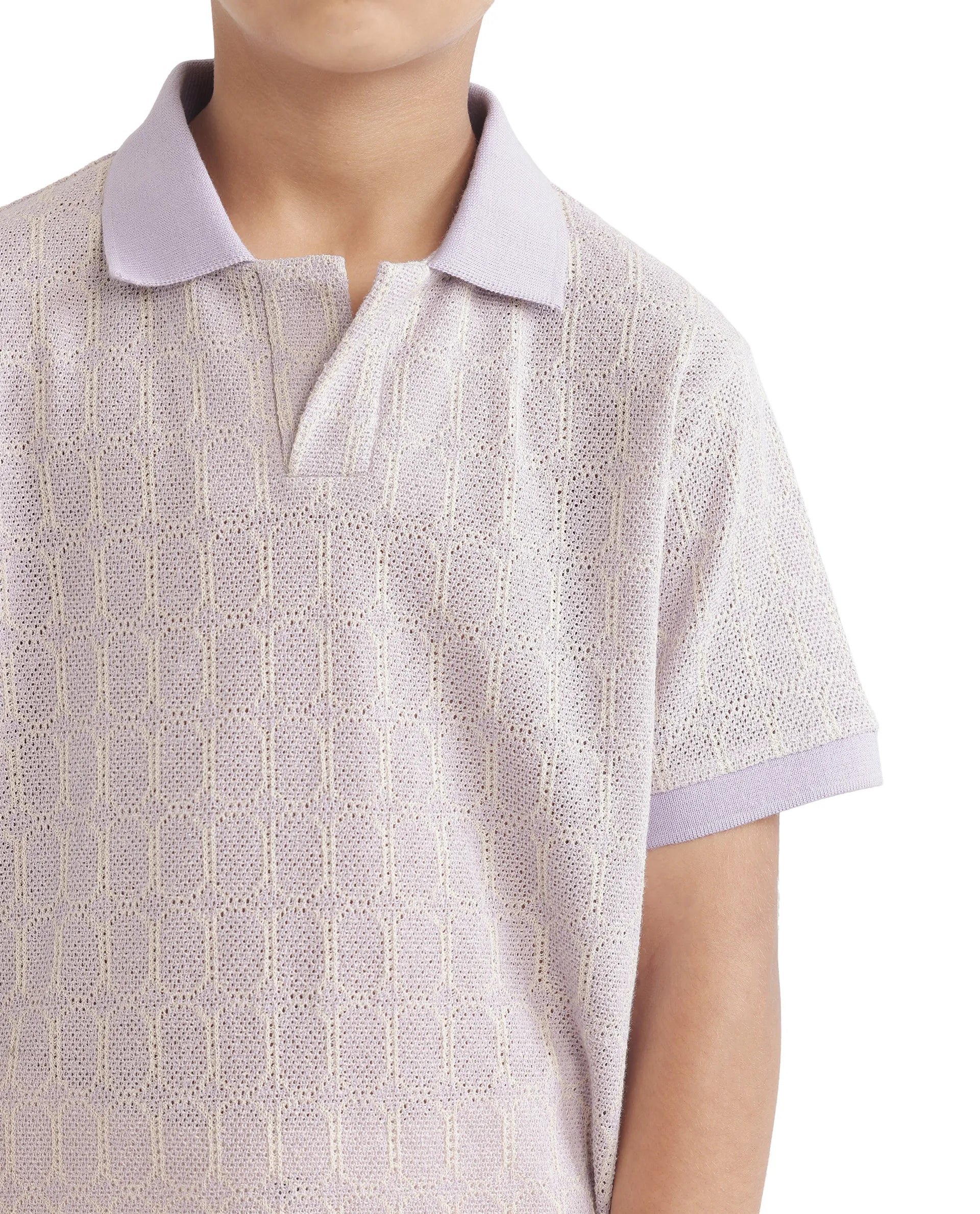 Rare Ones Kids Rivo Light Purple Cotton Blend Short Sleeve Solid Polo