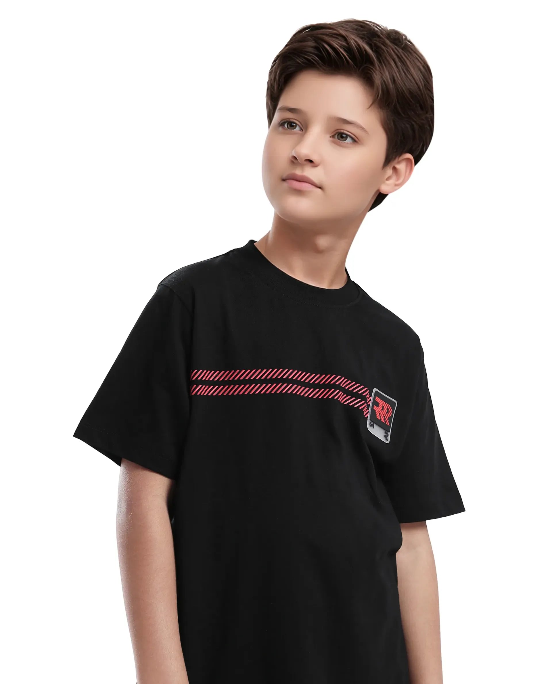 Rare Ones Kids Rlash Black Cotton Half Sleeve Solid Slip-On Closure Regular Fit T-Shirt