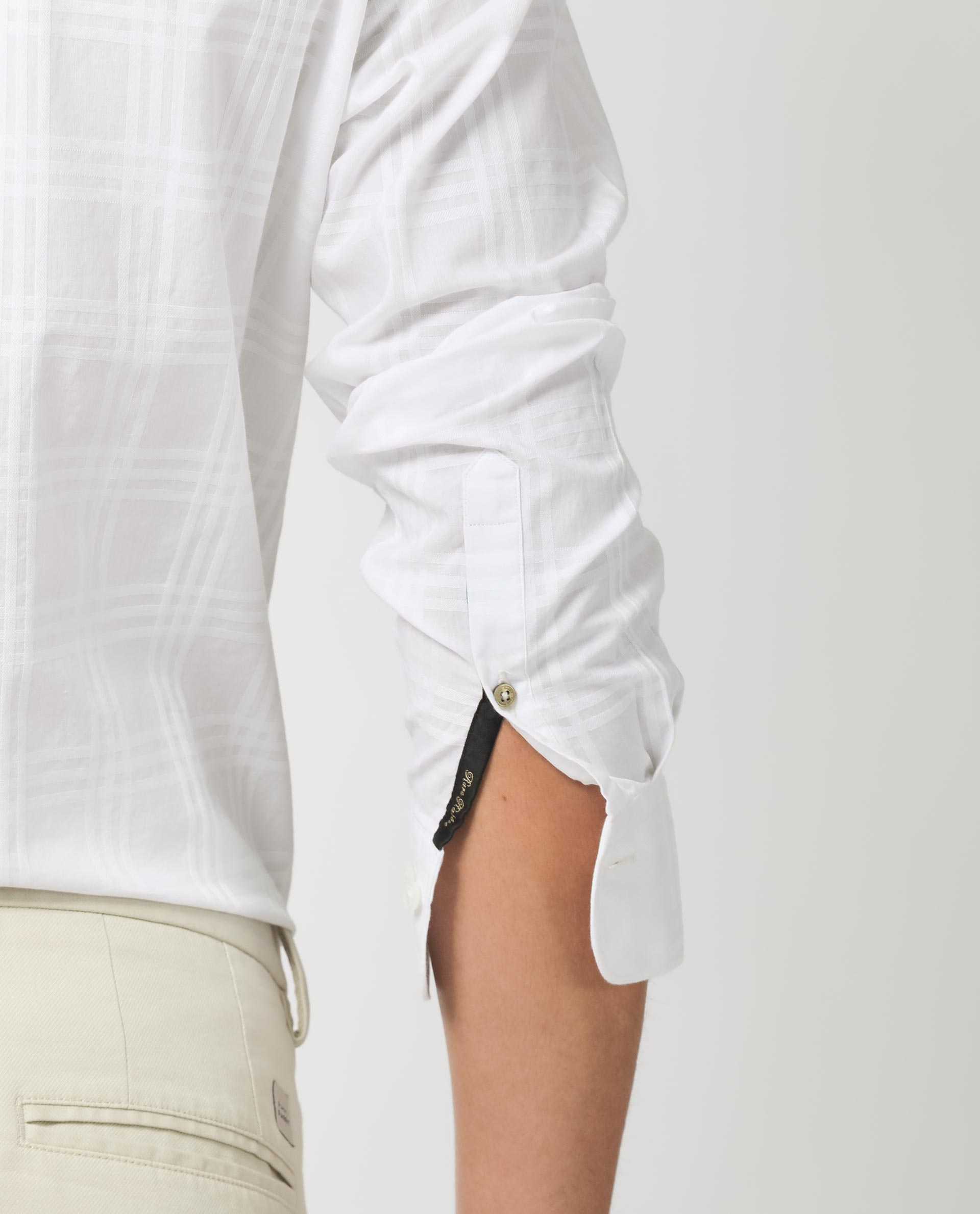 Rare Rabbit Men's Roar White Cotton Fabric Full Sleeves Checks Shirt