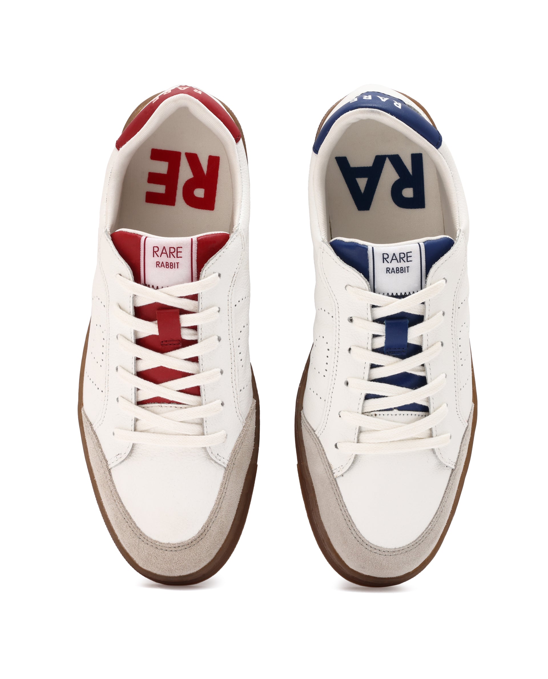 Rare Rabbit Mens Rocco White Round Toe Low Top Perforated Lace-Up Sneaker Shoes