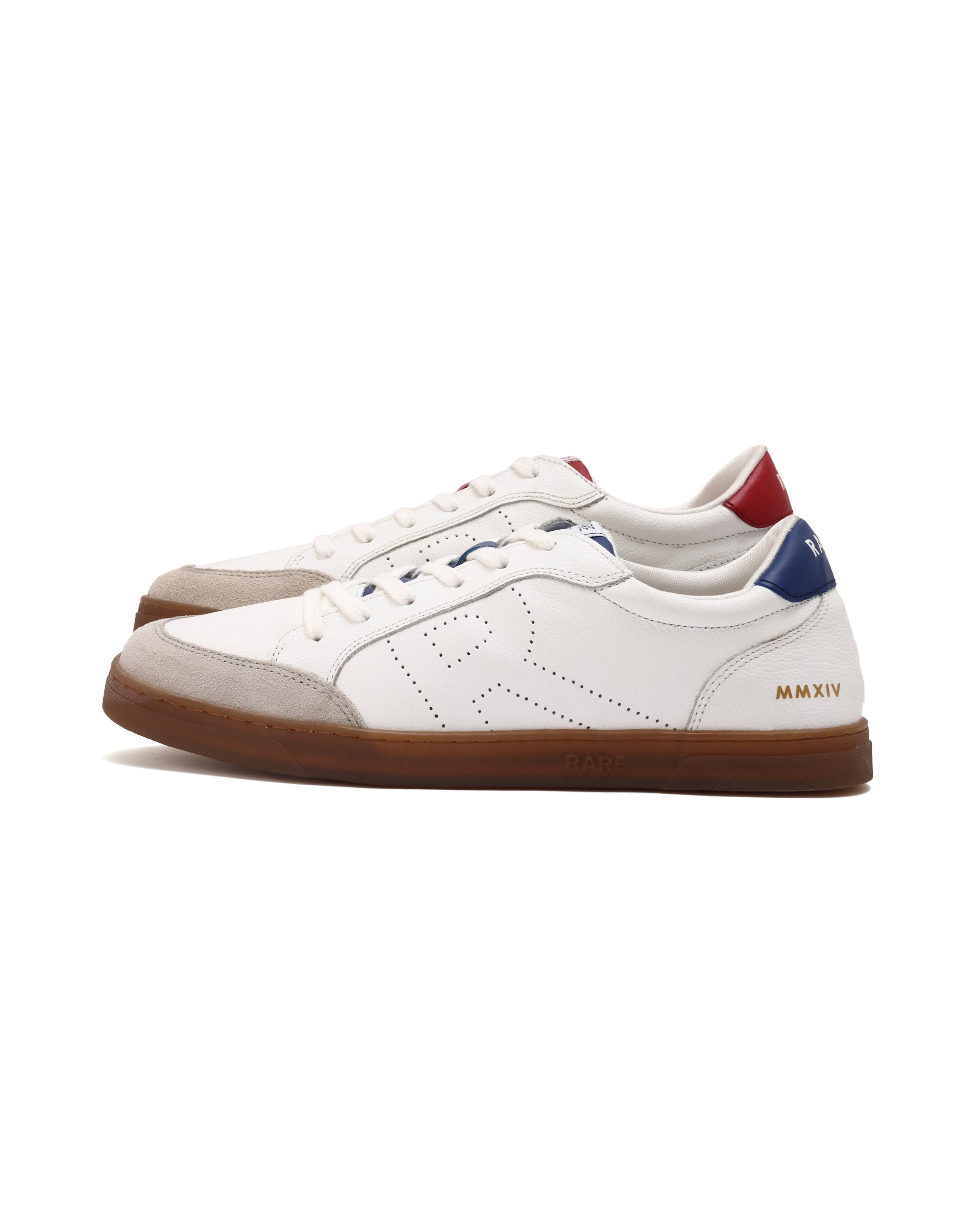 Rare Rabbit Mens Rocco White Round Toe Low Top Perforated Lace-Up Sneaker Shoes