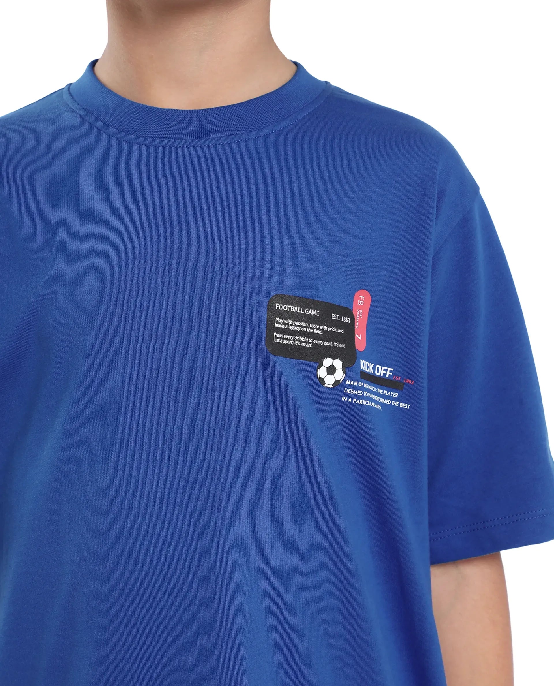 Rare Ones Kids Ronal Blue Cotton Half Sleeve Printed Slip-On Closure Regular Fit T-Shirt