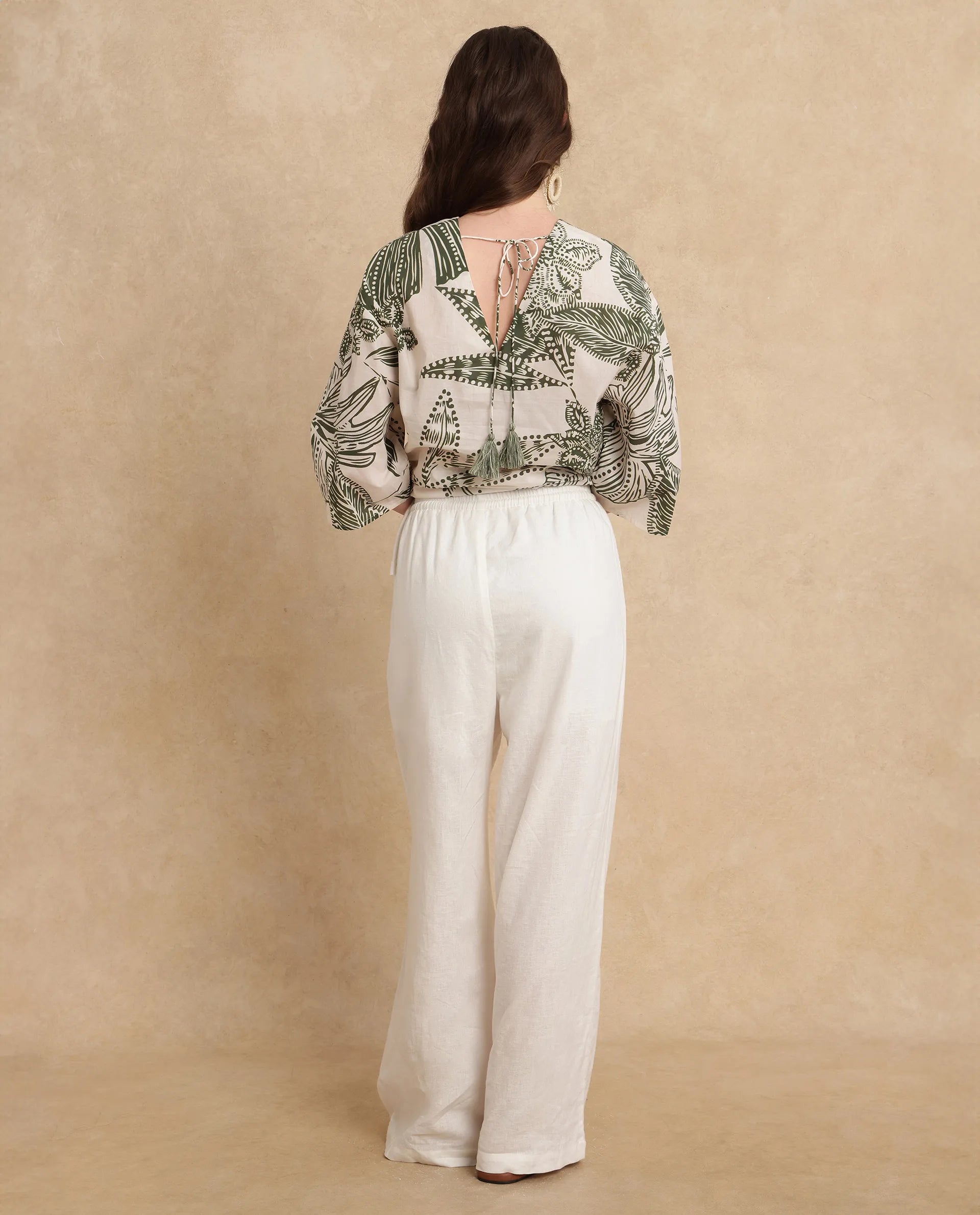 Rareism Women Ronil Beige Cotton Fabric Raglan Sleeve Band Collar Regular Fit Cropped Floral Print Top