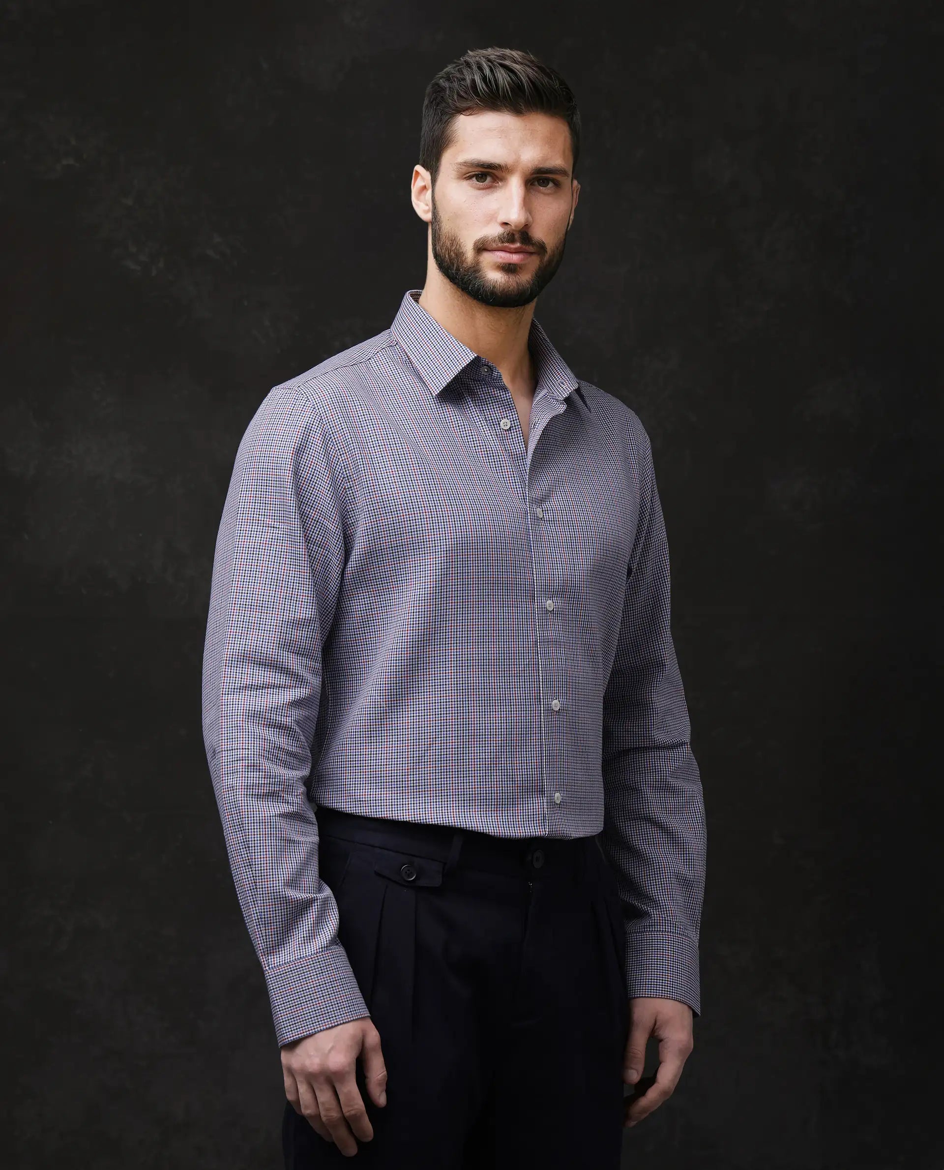 Rare Rabbit Men Root Blue Cotton Fabric Full Sleeves Collared Neck Button Closure Woven Design Shirt