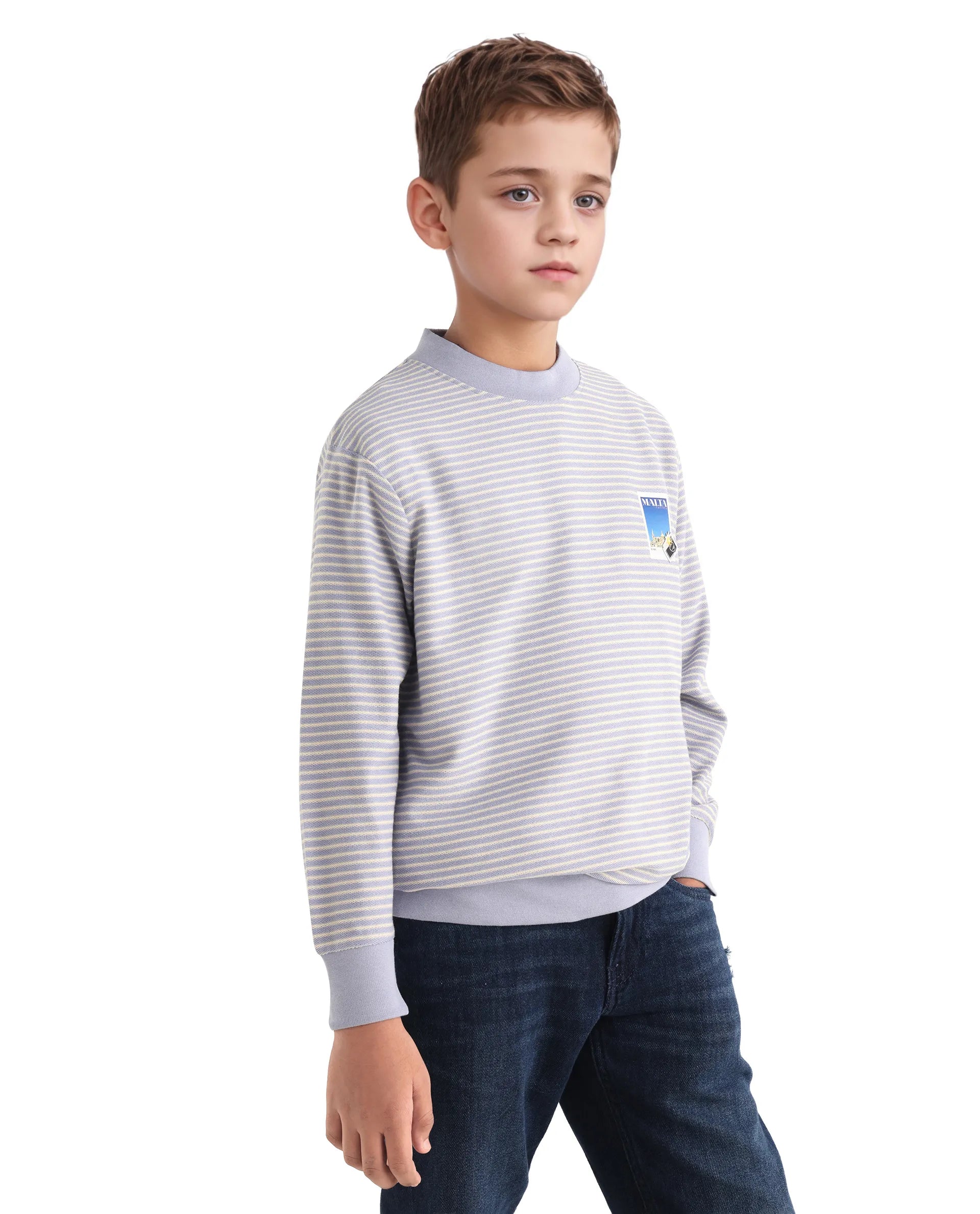 Rare Ones Kids Rosco Light Purple Cotton Printed Oversized Sweatshirt