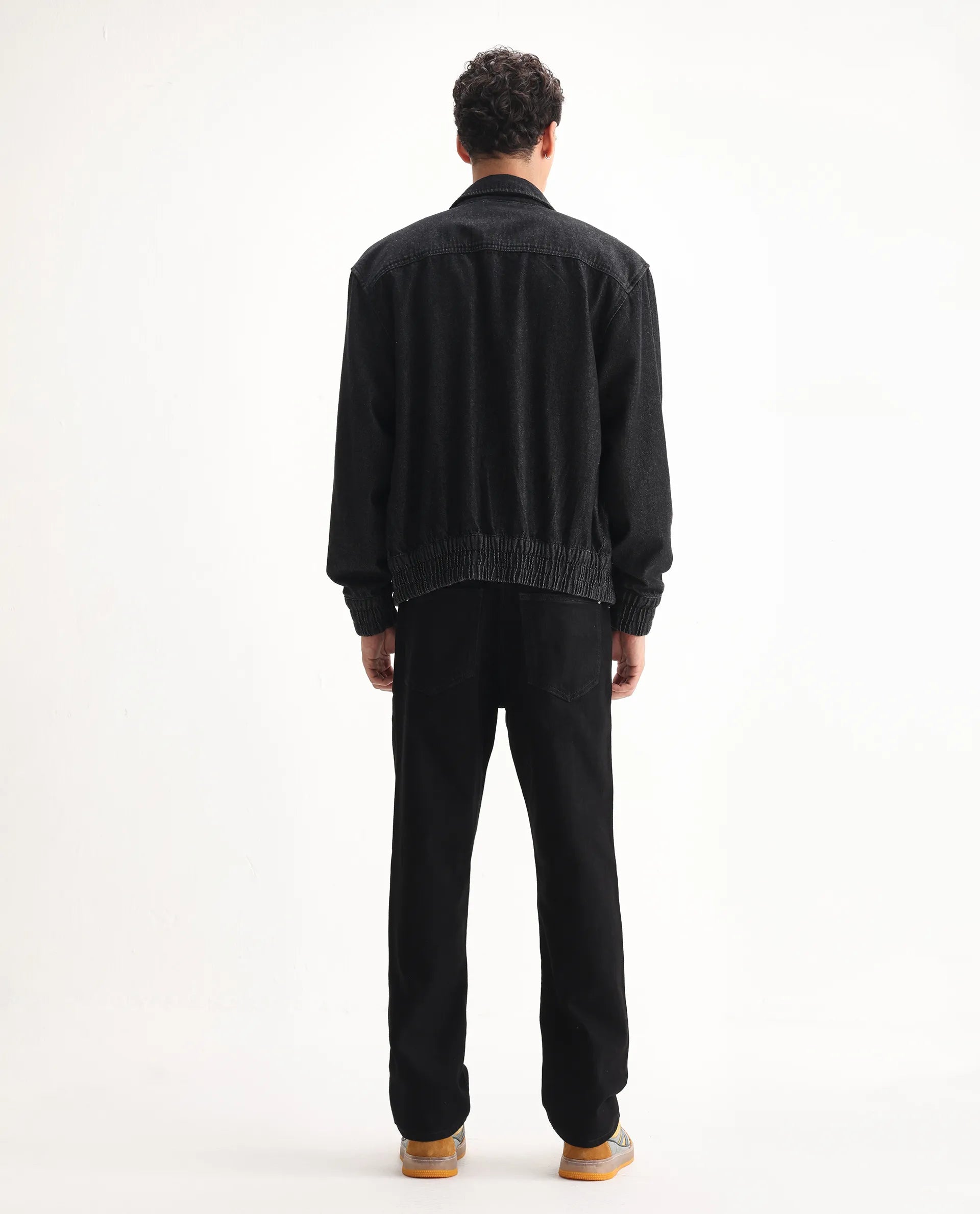 Rare Rabbit Men's Rosic Black Cotton Plain Morris Regular Fit Jeans