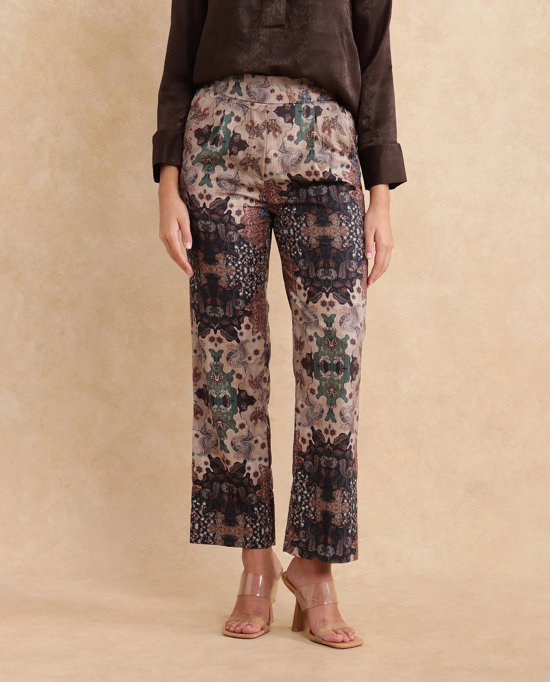 Rareism Women Rotika-B Dark Multi Trouser