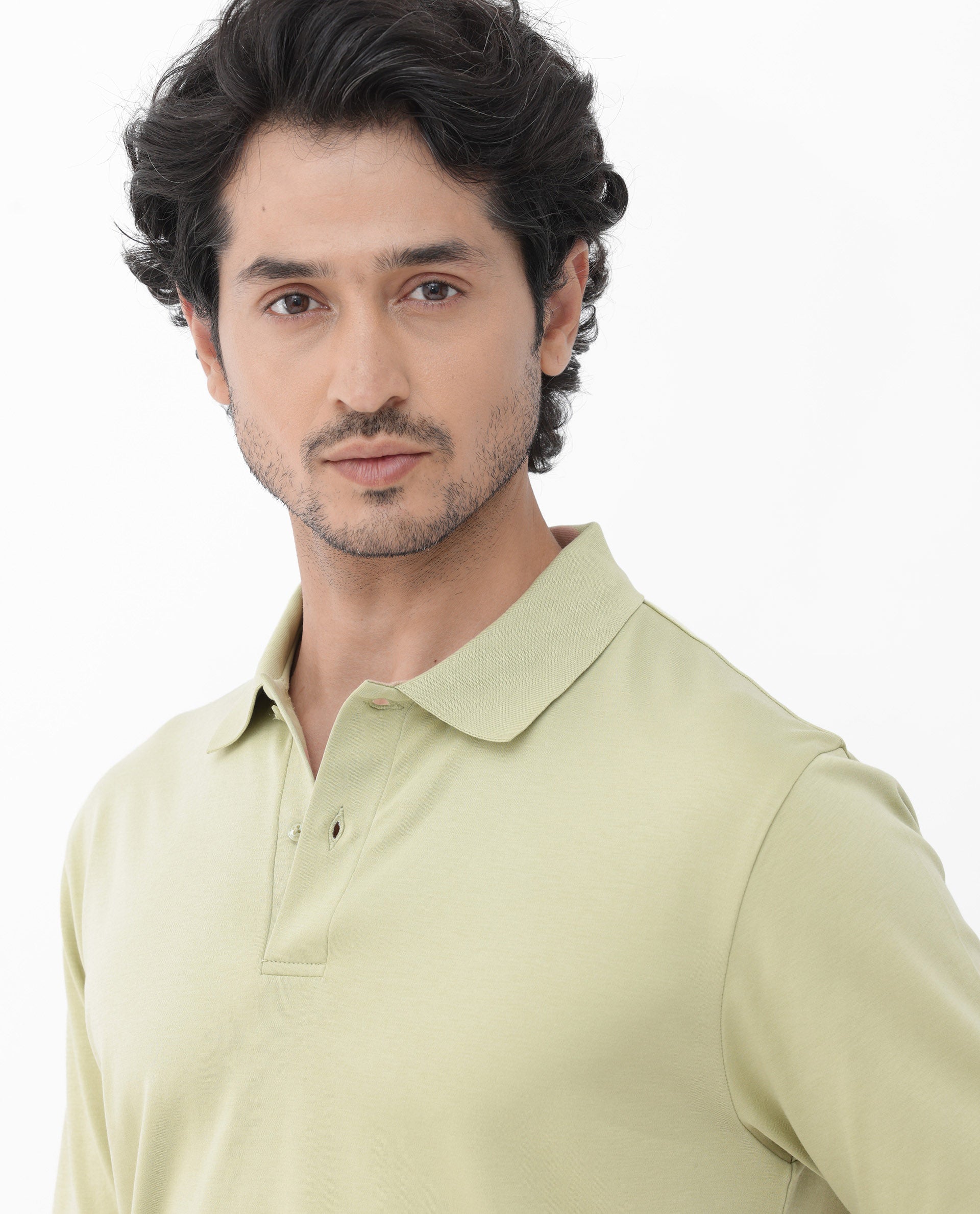 Rare Rabbit Mens Row Dusky Green Short Sleeve Regular Fit Solid Polo T-Shirt