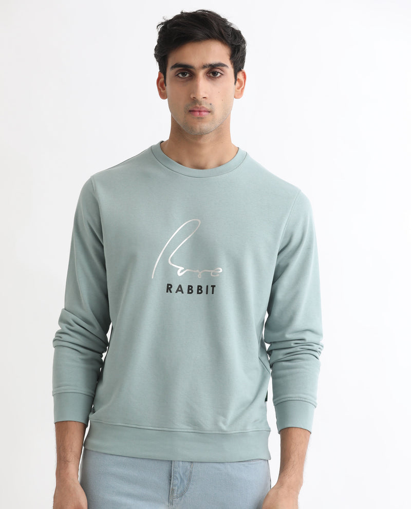 Rare Rabbit Men'S Rowann Blue Sweatshirt Full Sleeves Solid