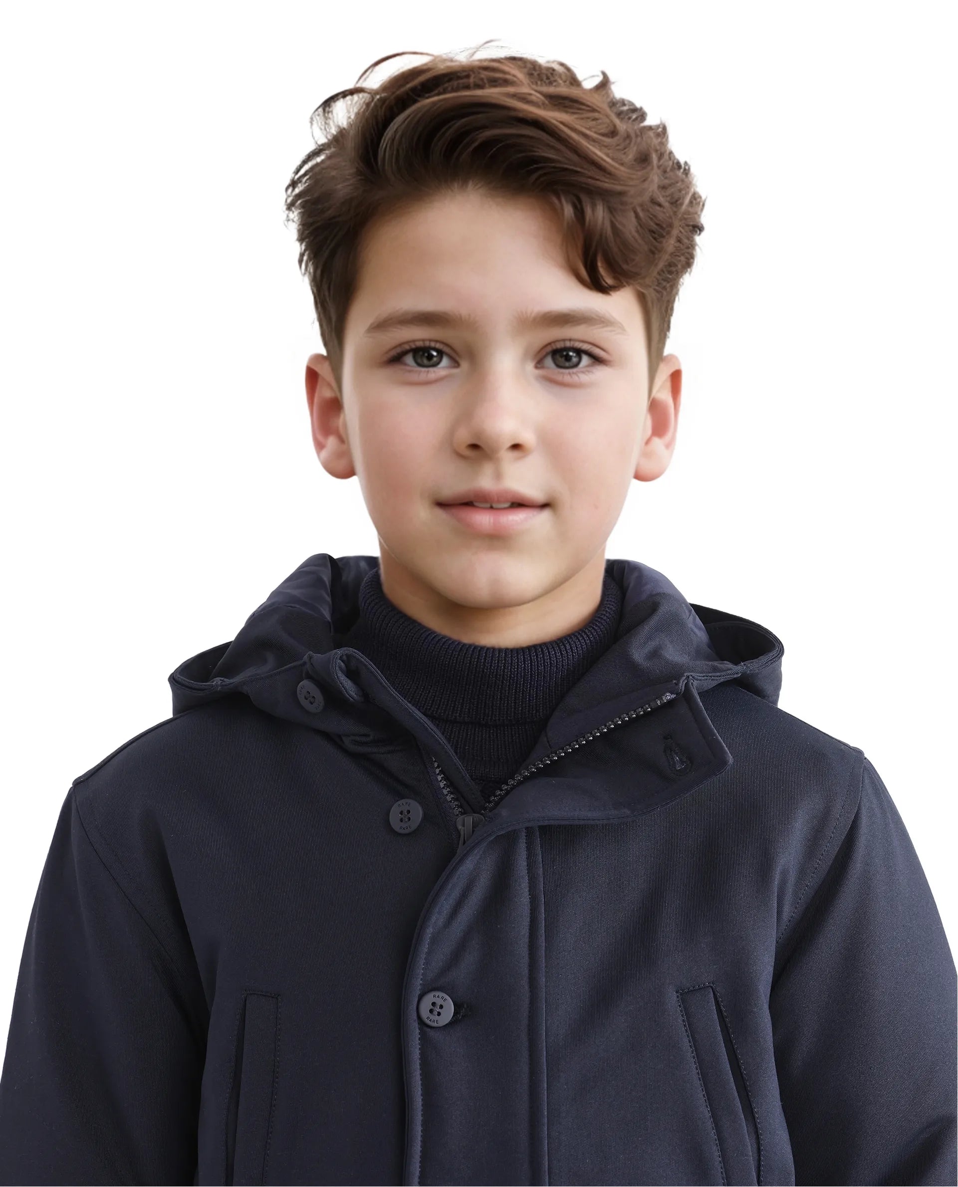 Rare Ones Kids Royce Navy Full Sleeve Cotton Zipper Regular Fit Solid Jacket